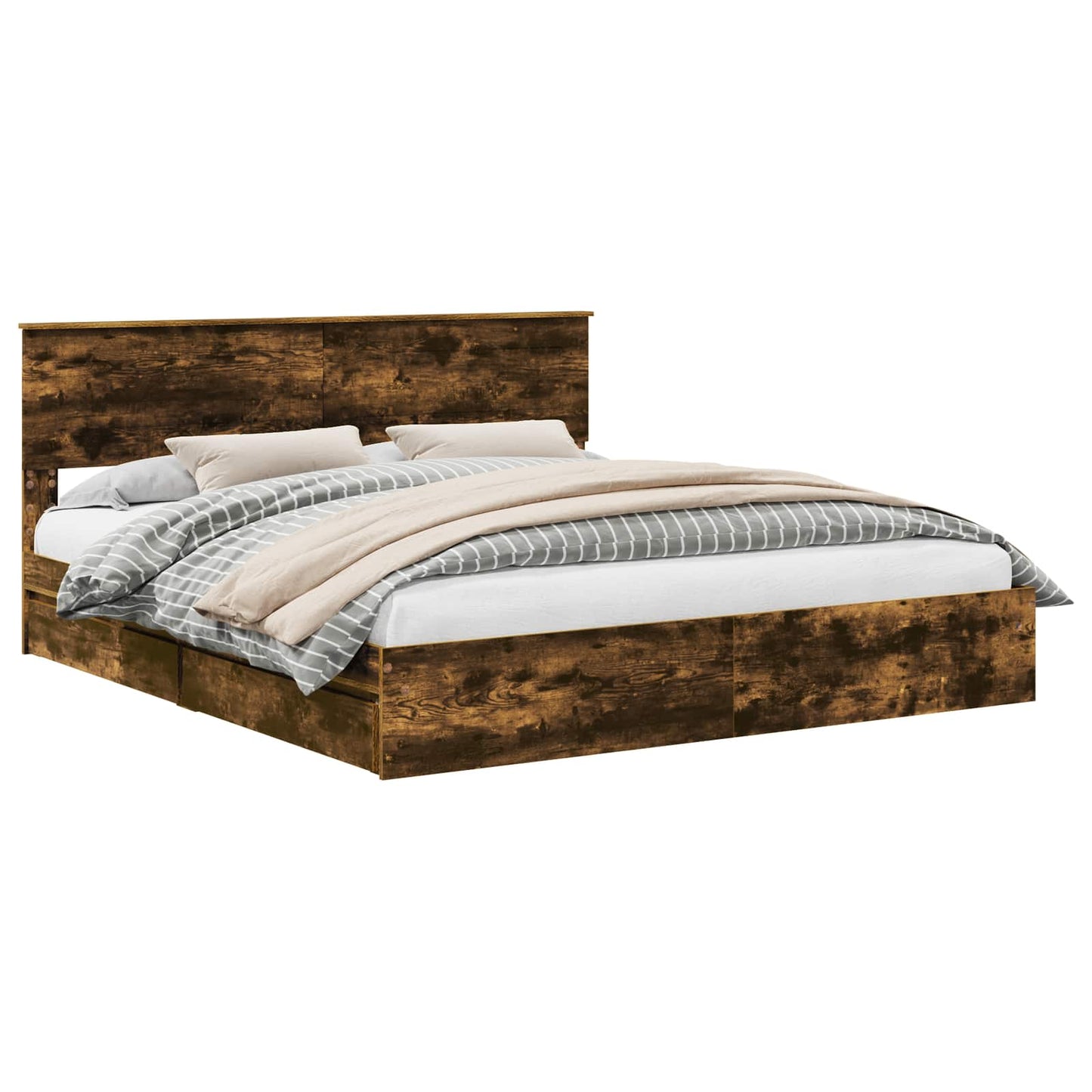 vidaXL Κρεβάτι Αποθήκης Καπνιστό Δρύς 180 x 200 cm Επεξεργασμένο ξύλο