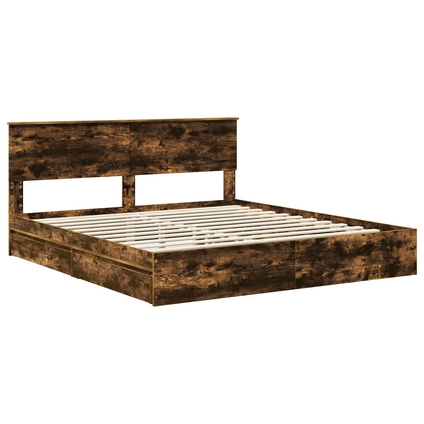 vidaXL Κρεβάτι Αποθήκης Καπνιστό Δρύς 180 x 200 cm Επεξεργασμένο ξύλο