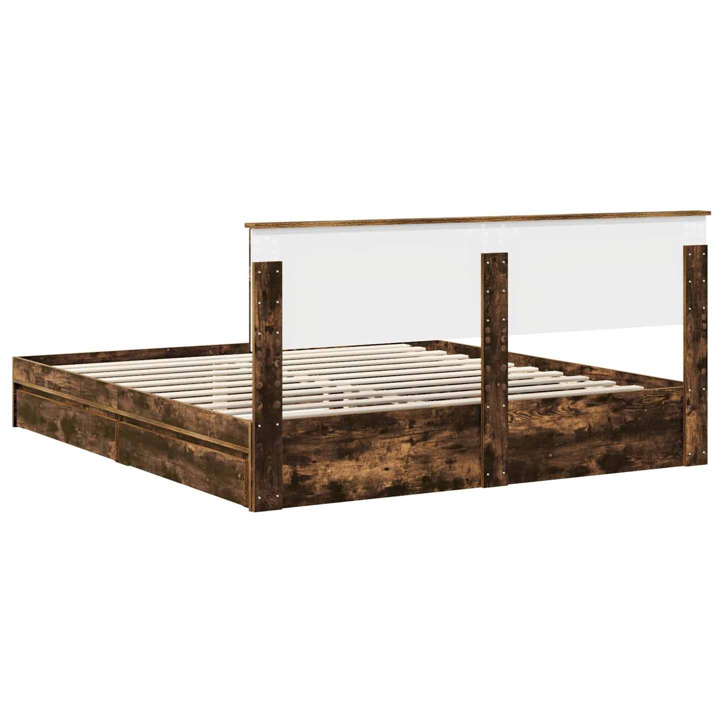 vidaXL Κρεβάτι Αποθήκης Καπνιστό Δρύς 180 x 200 cm Επεξεργασμένο ξύλο