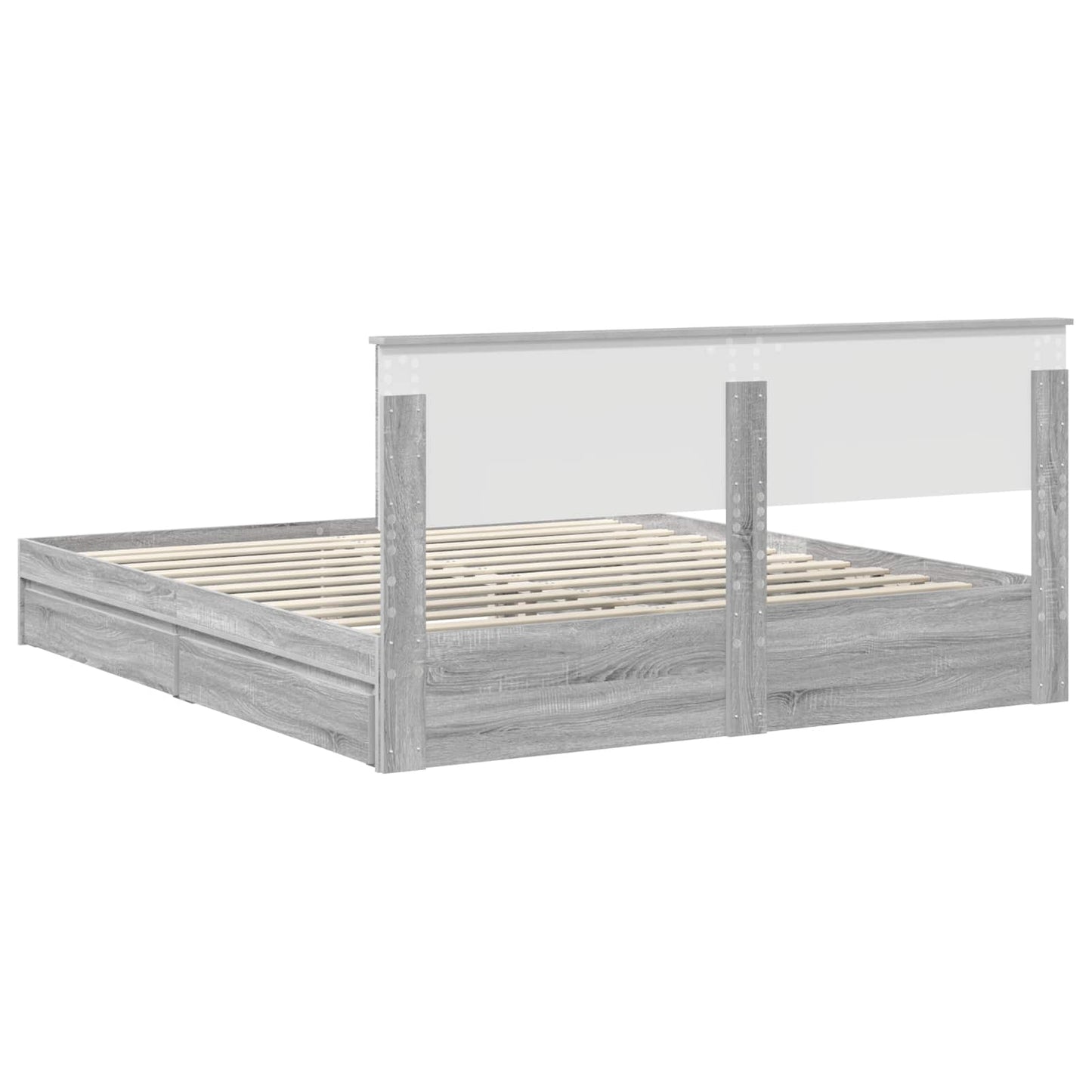vidaXL Κρεβάτι Αποθήκης Γκρίζο Σονομα 180 x 200 cm Επεξεργασμένο ξύλο