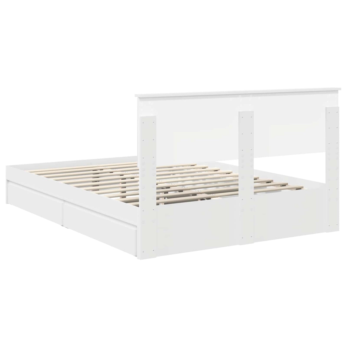 vidaXL Κρεβάτι Αποθήκης Λευκό 160 x 200 cm Επεξεργασμένο ξύλο
