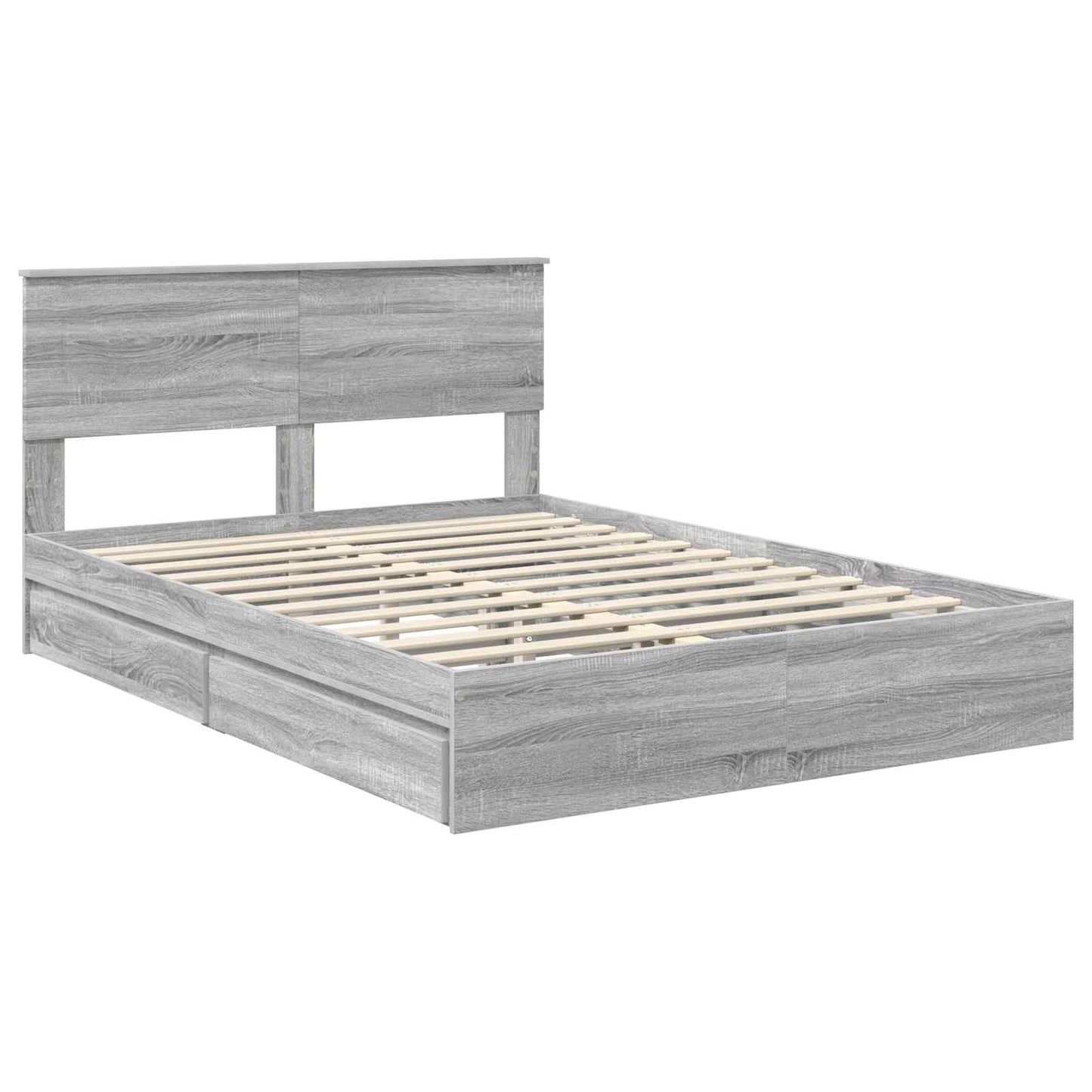 vidaXL Κρεβάτι Αποθήκης Γκρίζο Σονομα 160 x 200 cm Επεξεργασμένο ξύλο