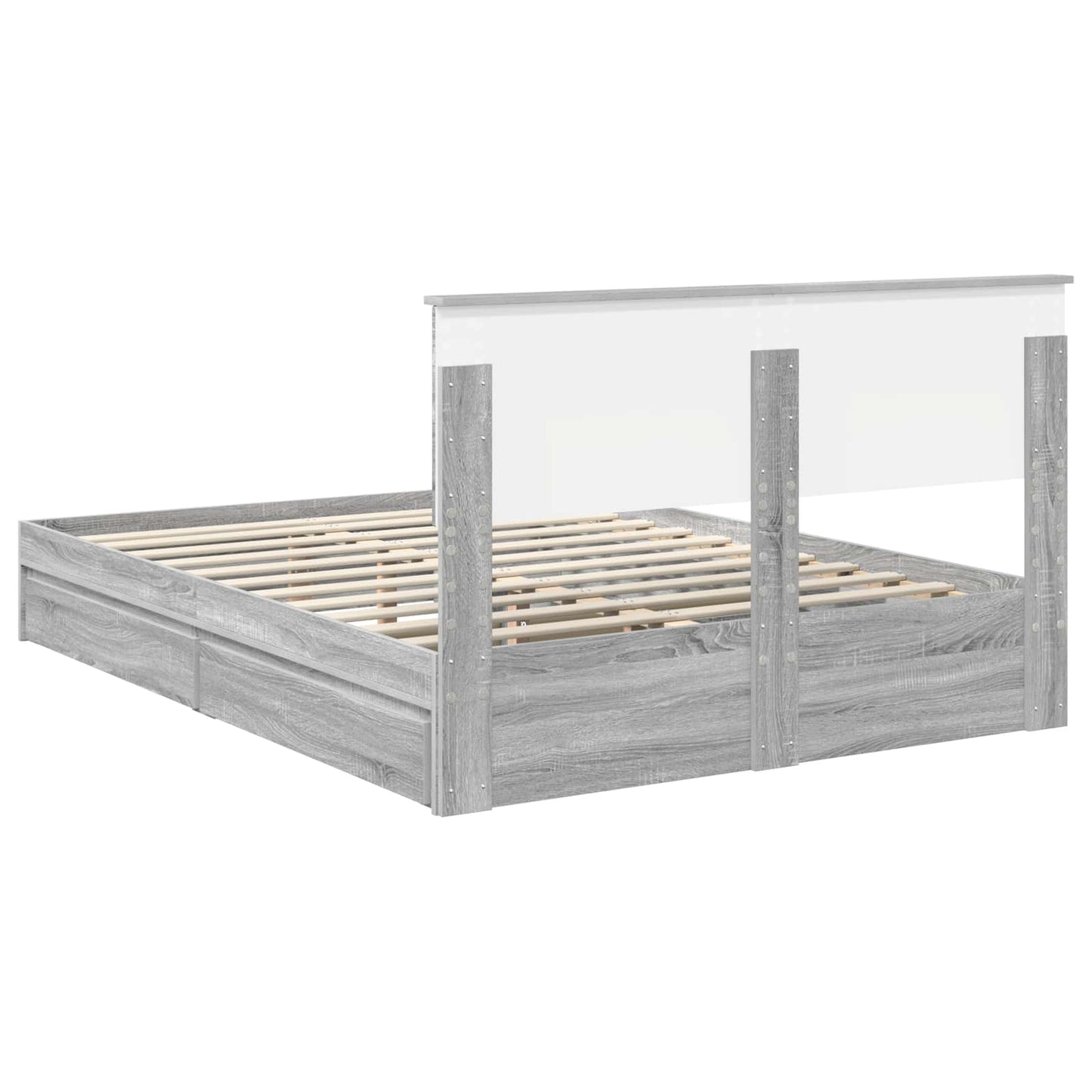 vidaXL Κρεβάτι Αποθήκης Γκρίζο Σονομα 160 x 200 cm Επεξεργασμένο ξύλο