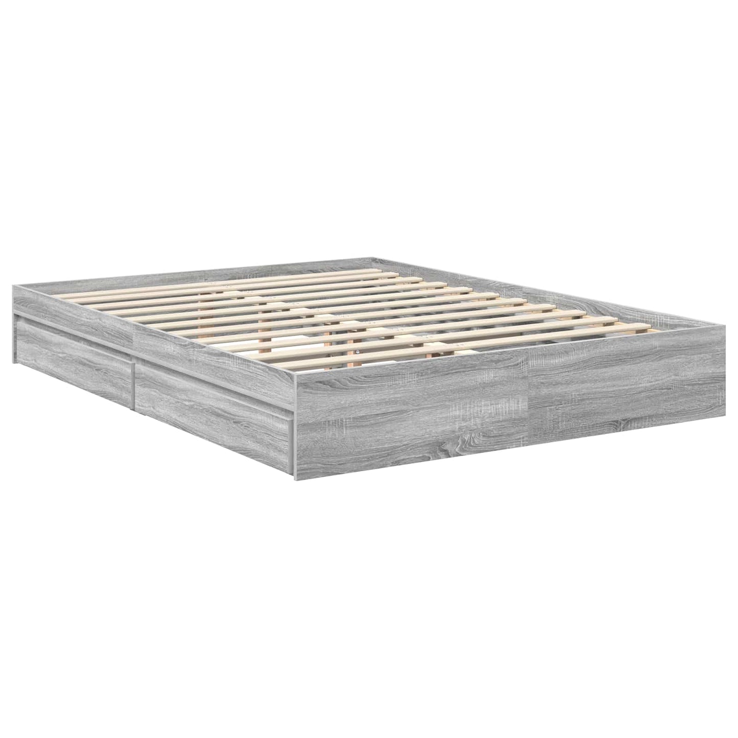 vidaXL Κρεβάτι Αποθήκης Γκρίζο Σονομα 150 x 200 cm Επεξεργασμένο ξύλο