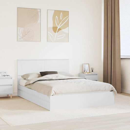vidaXL Κρεβάτι Αποθήκης Λευκό 140 x 190 cm Επεξεργασμένο ξύλο