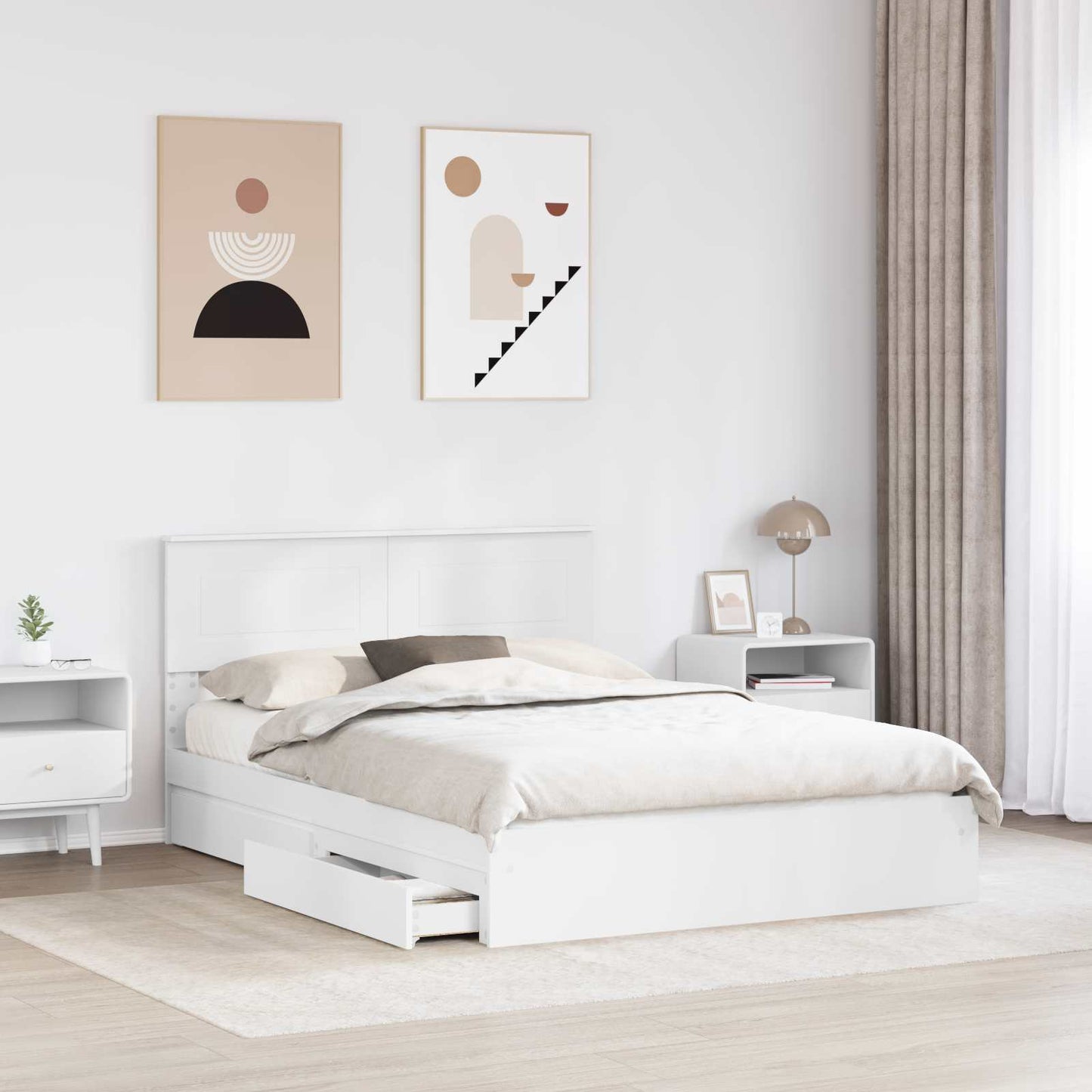 vidaXL Κρεβάτι Αποθήκης Λευκό 140 x 200 cm Επεξεργασμένο ξύλο
