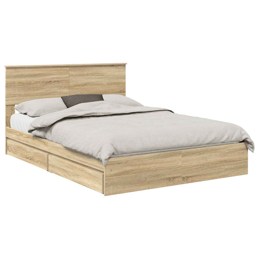 vidaXL Κρεβάτι Αποθήκης Δρύς Sonoma 140 x 200 cm Επεξεργασμένο ξύλο