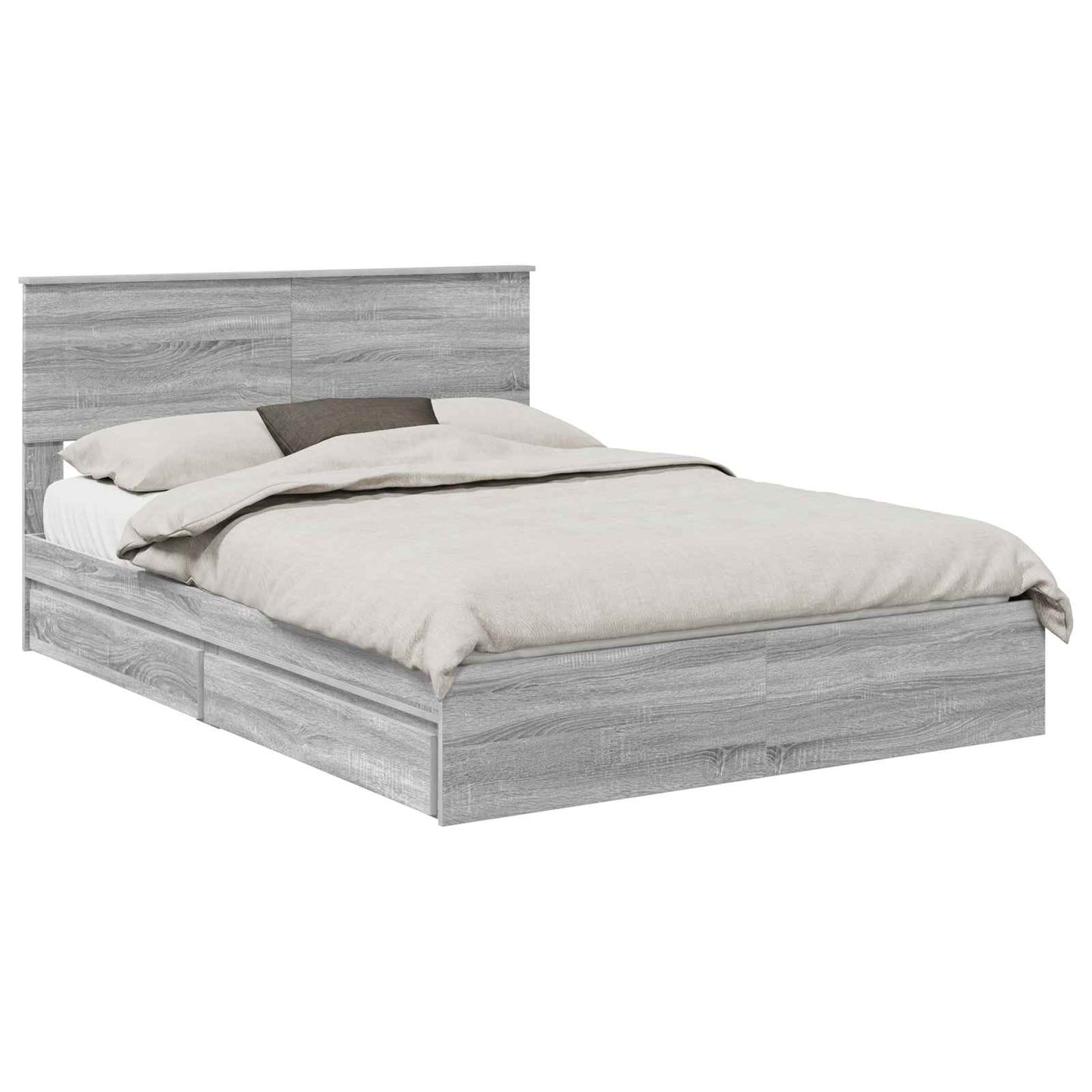 vidaXL Κρεβάτι Αποθήκης Γκρίζο Σονομα 140 x 200 cm Επεξεργασμένο ξύλο
