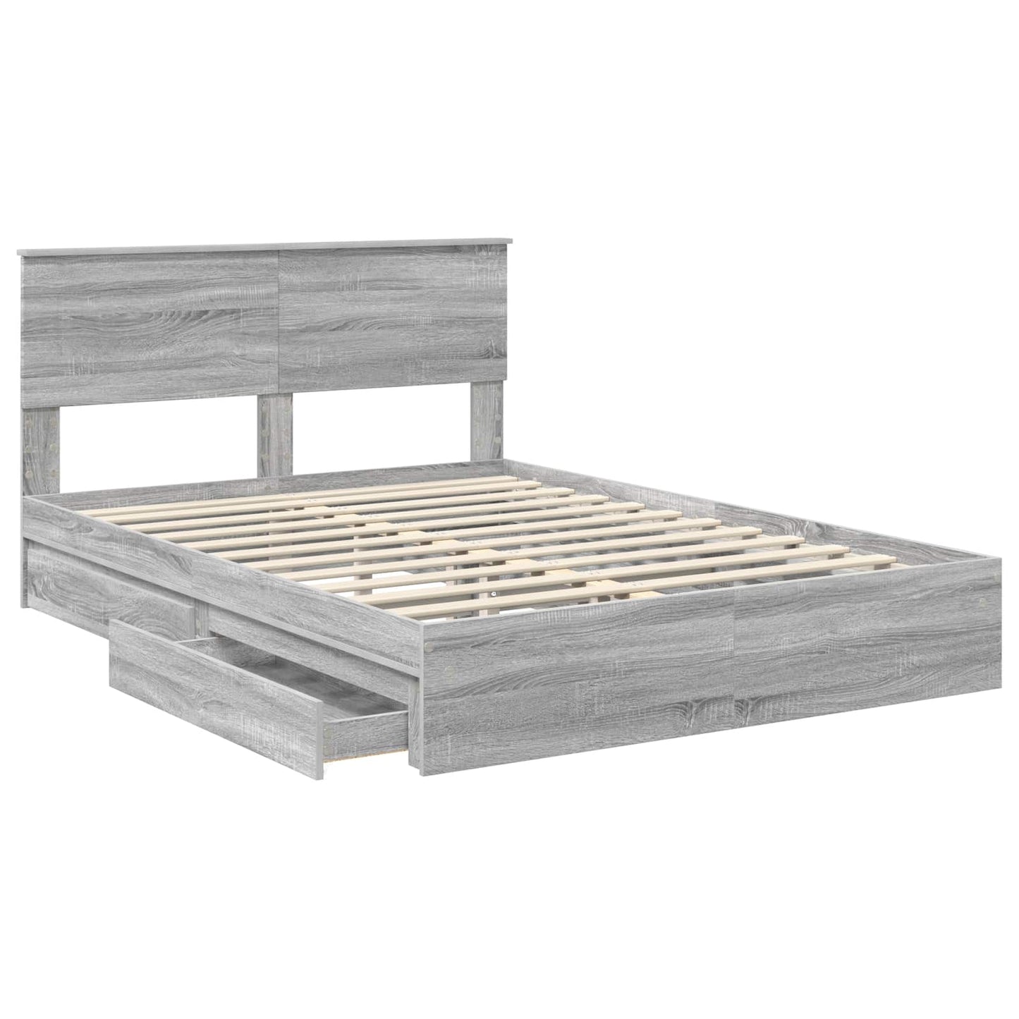 vidaXL Κρεβάτι Αποθήκης Γκρίζο Σονομα 140 x 200 cm Επεξεργασμένο ξύλο