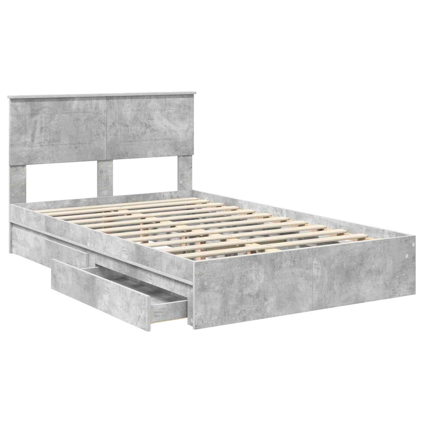 vidaXL Κρεβάτι Αποθήκης Σκυρόδεμα Γκρι 135 x 190 cm Επεξεργασμένο ξύλο