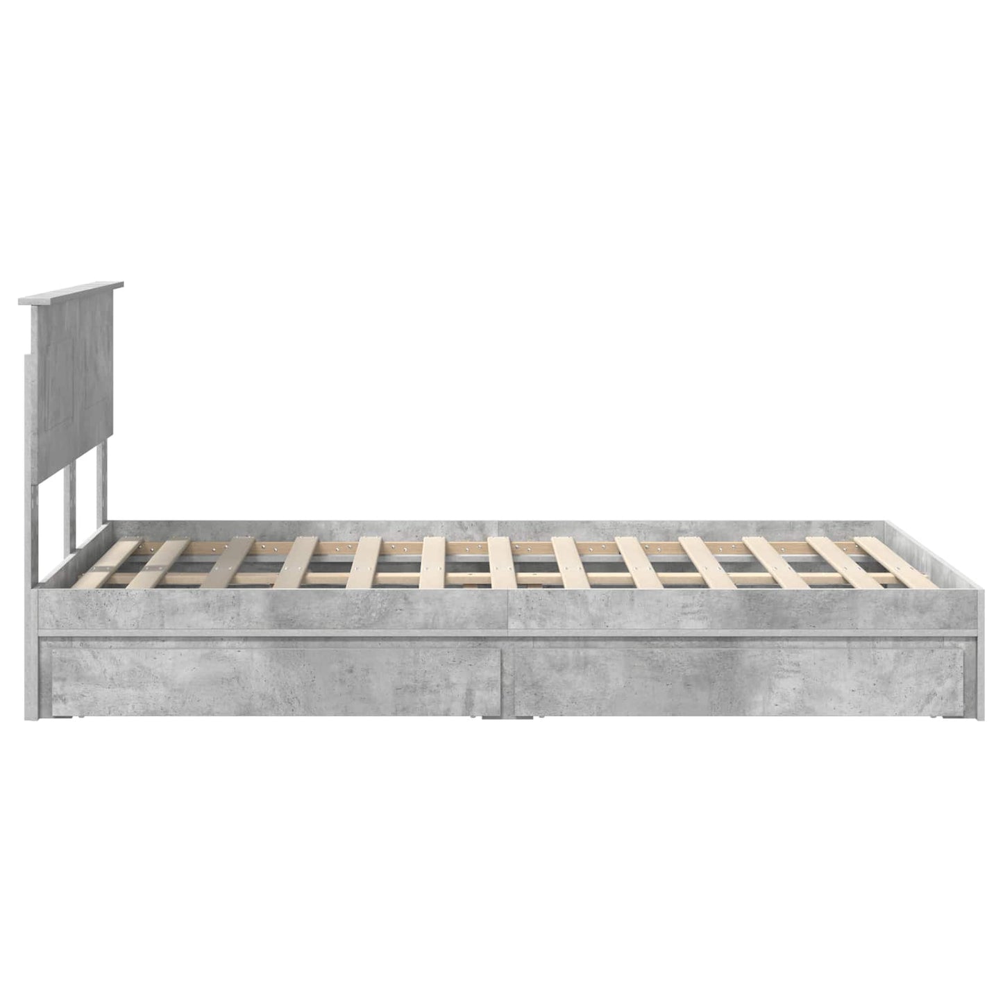 vidaXL Κρεβάτι Αποθήκης Σκυρόδεμα Γκρι 135 x 190 cm Επεξεργασμένο ξύλο