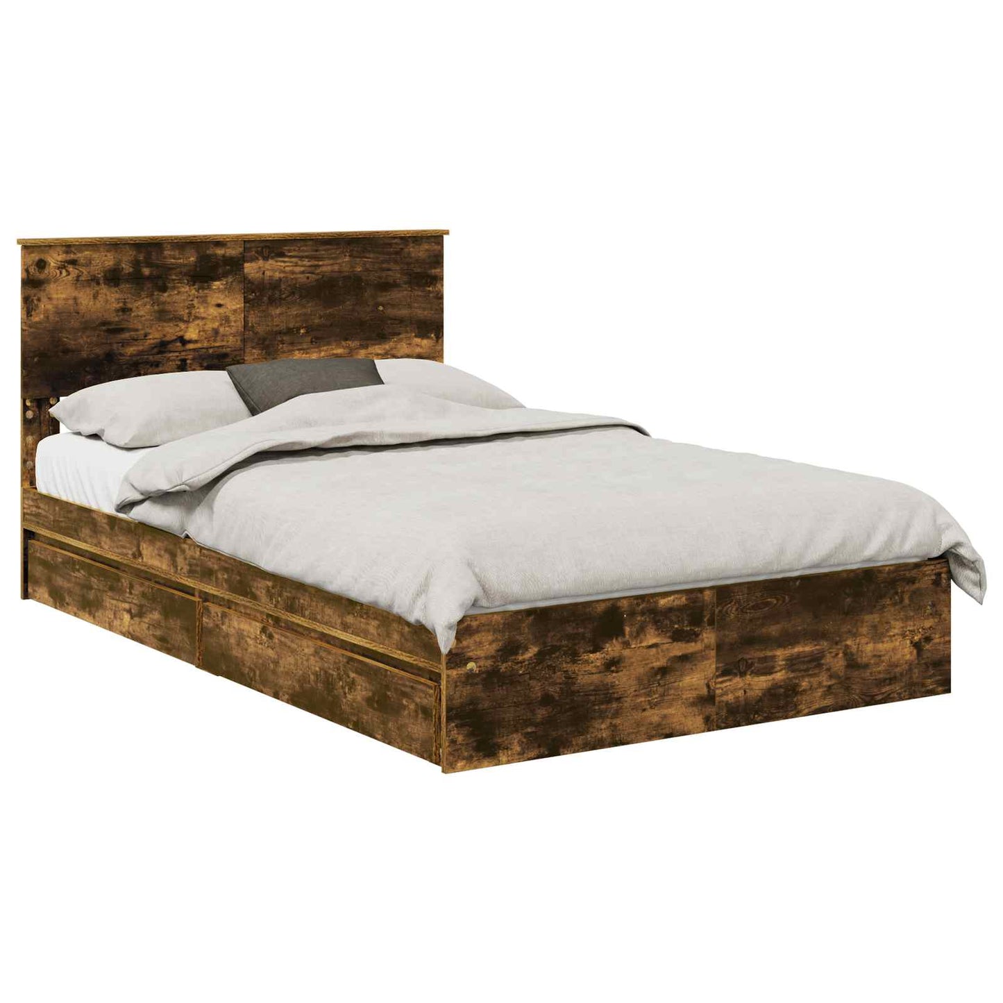 vidaXL Κρεβάτι Αποθήκης Καπνιστό Δρύς 135 x 190 cm Επεξεργασμένο ξύλο
