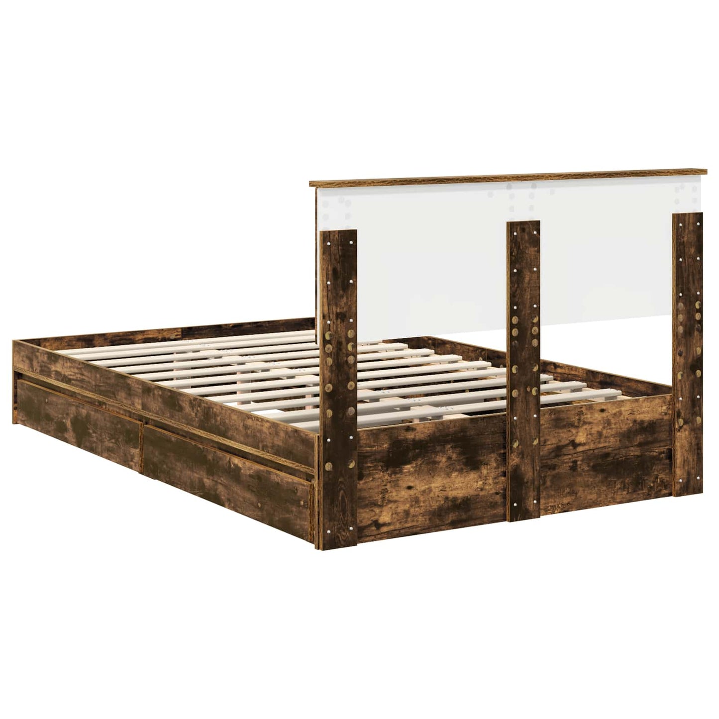 vidaXL Κρεβάτι Αποθήκης Καπνιστό Δρύς 135 x 190 cm Επεξεργασμένο ξύλο