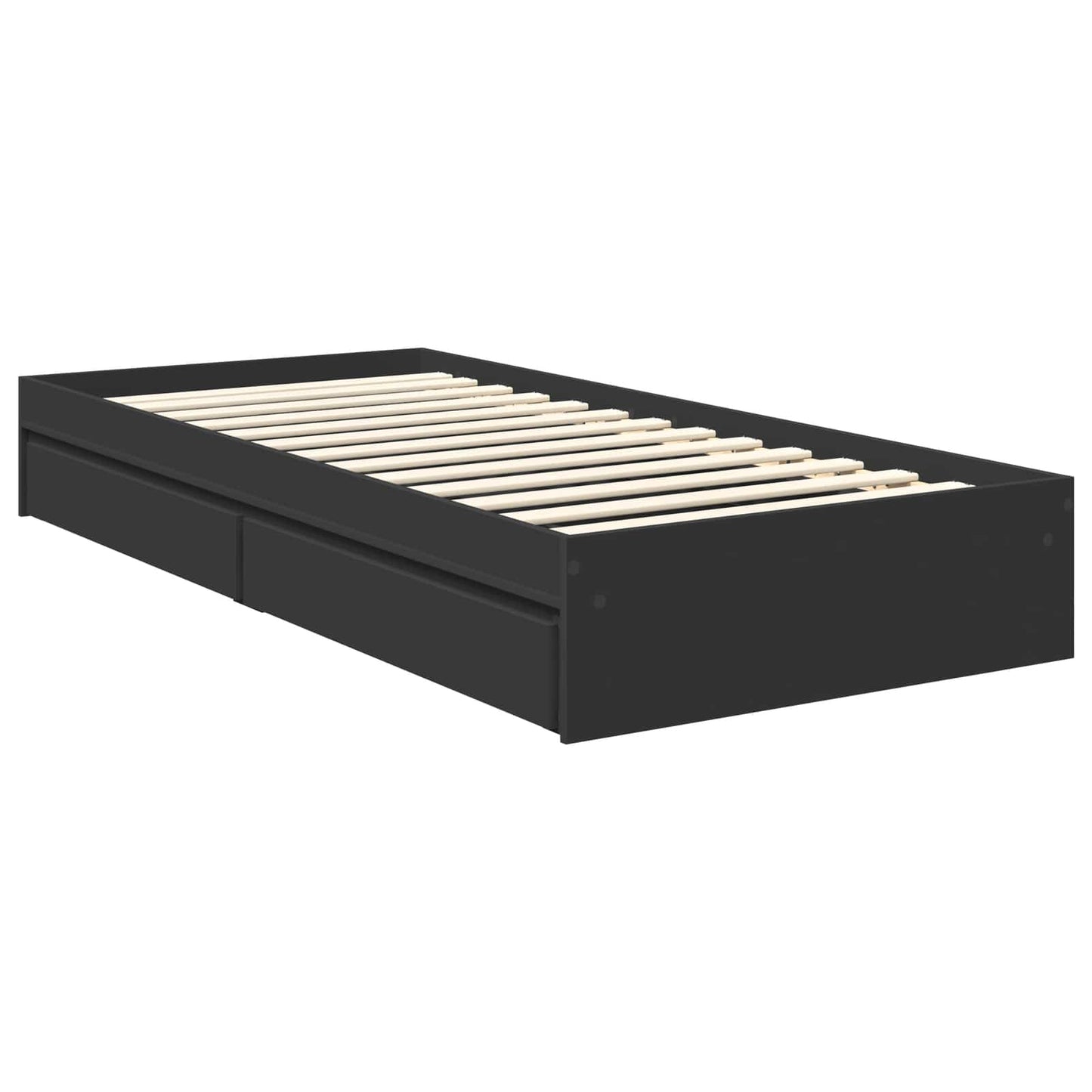 vidaXL Κρεβάτι Αποθήκης Μαύρο 90 x 190 cm Επεξεργασμένο ξύλο