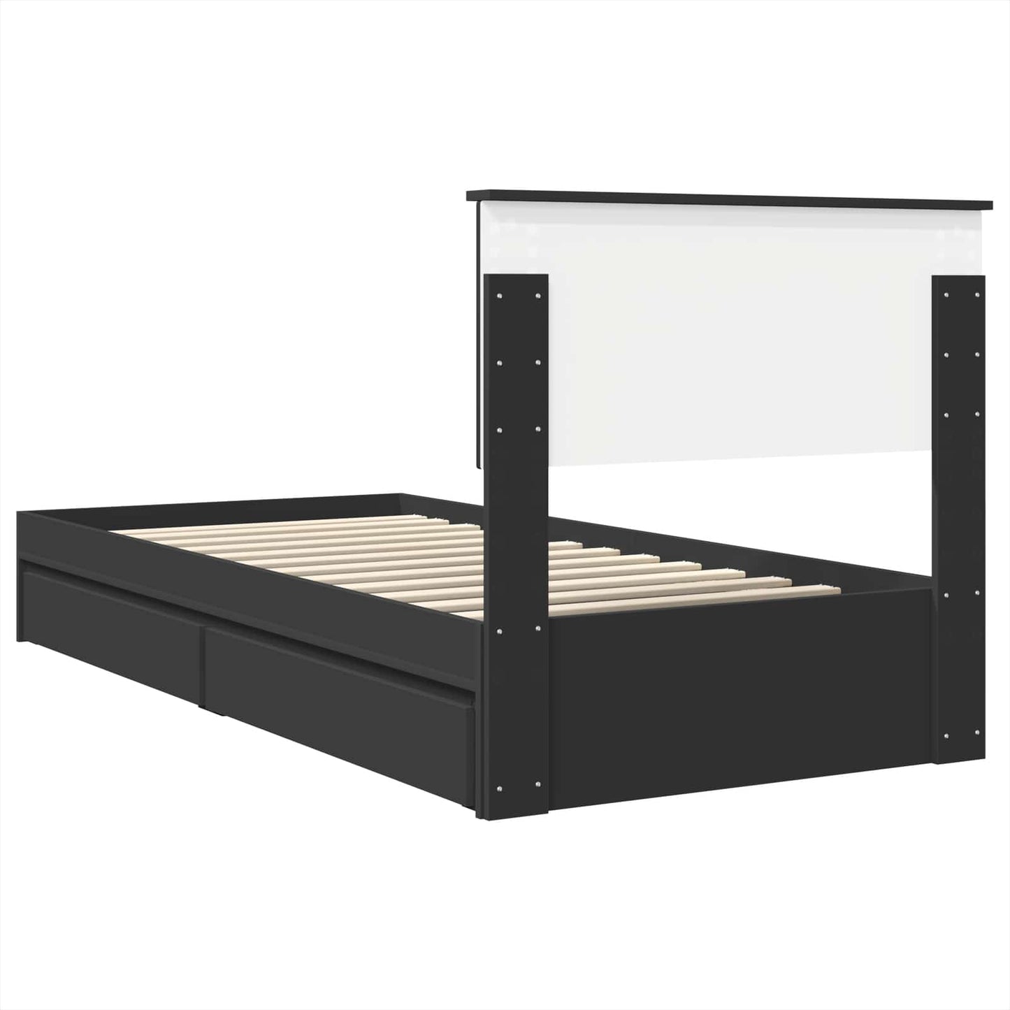 vidaXL Κρεβάτι Αποθήκης Μαύρο 90 x 190 cm Επεξεργασμένο ξύλο