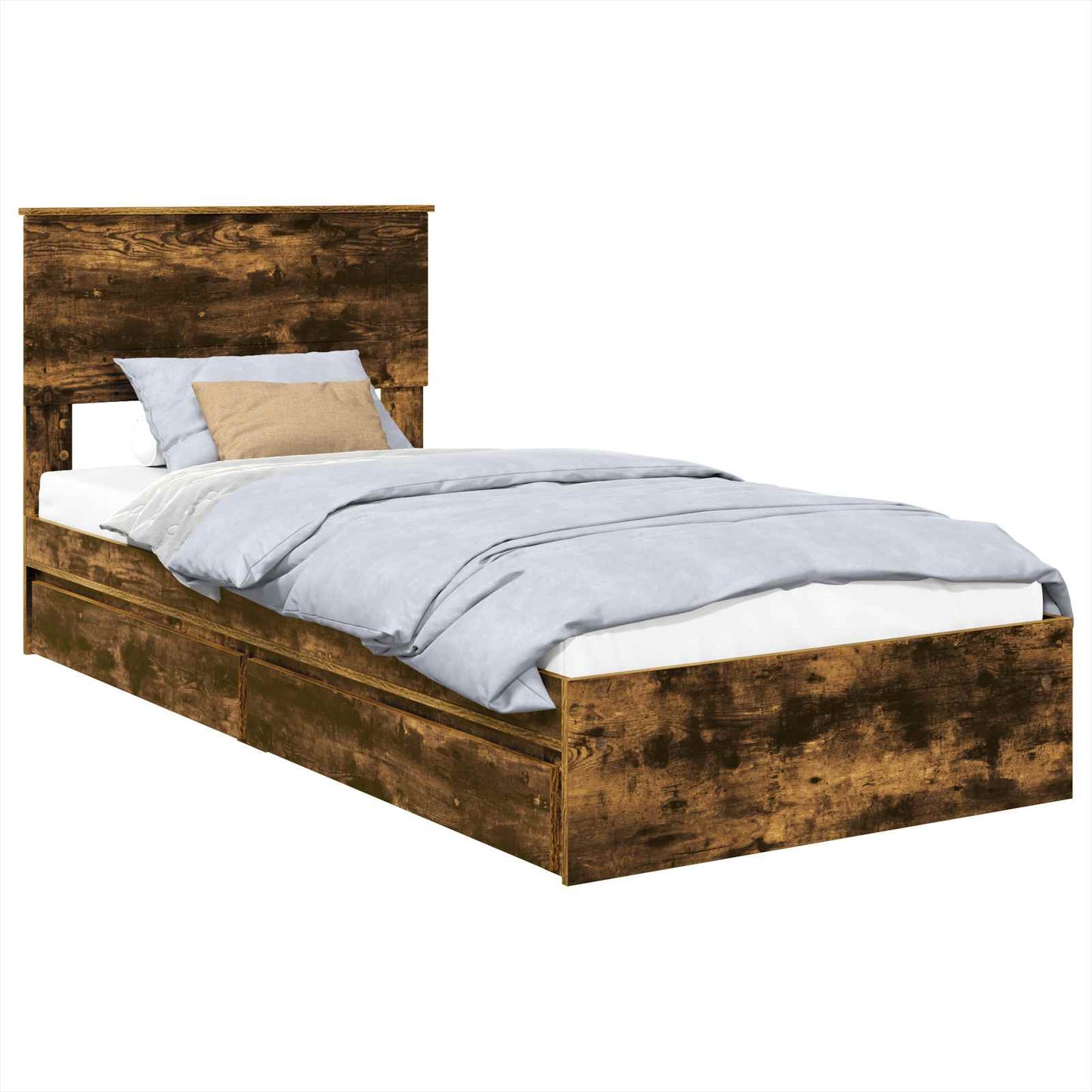 vidaXL Κρεβάτι Αποθήκης Καπνιστό Δρύς 90 x 190 cm Επεξεργασμένο ξύλο