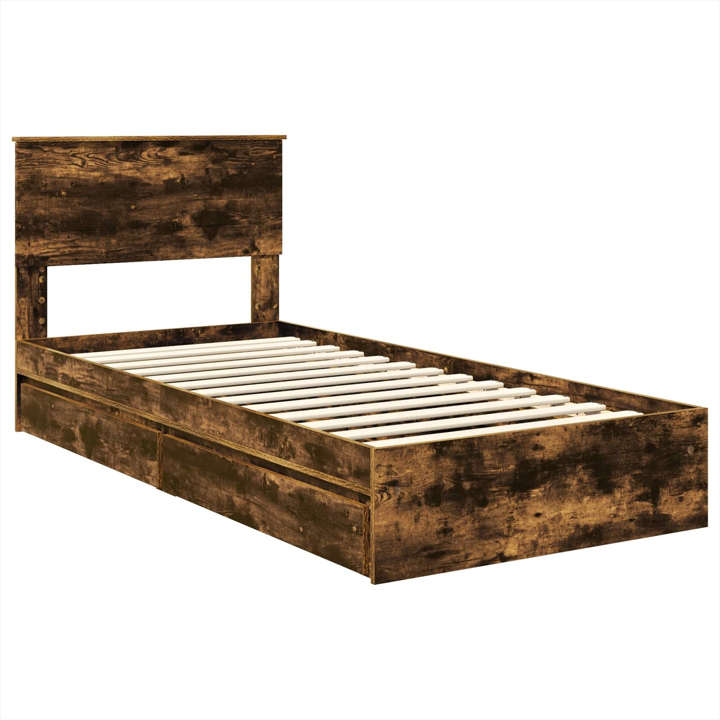 vidaXL Κρεβάτι Αποθήκης Καπνιστό Δρύς 90 x 190 cm Επεξεργασμένο ξύλο