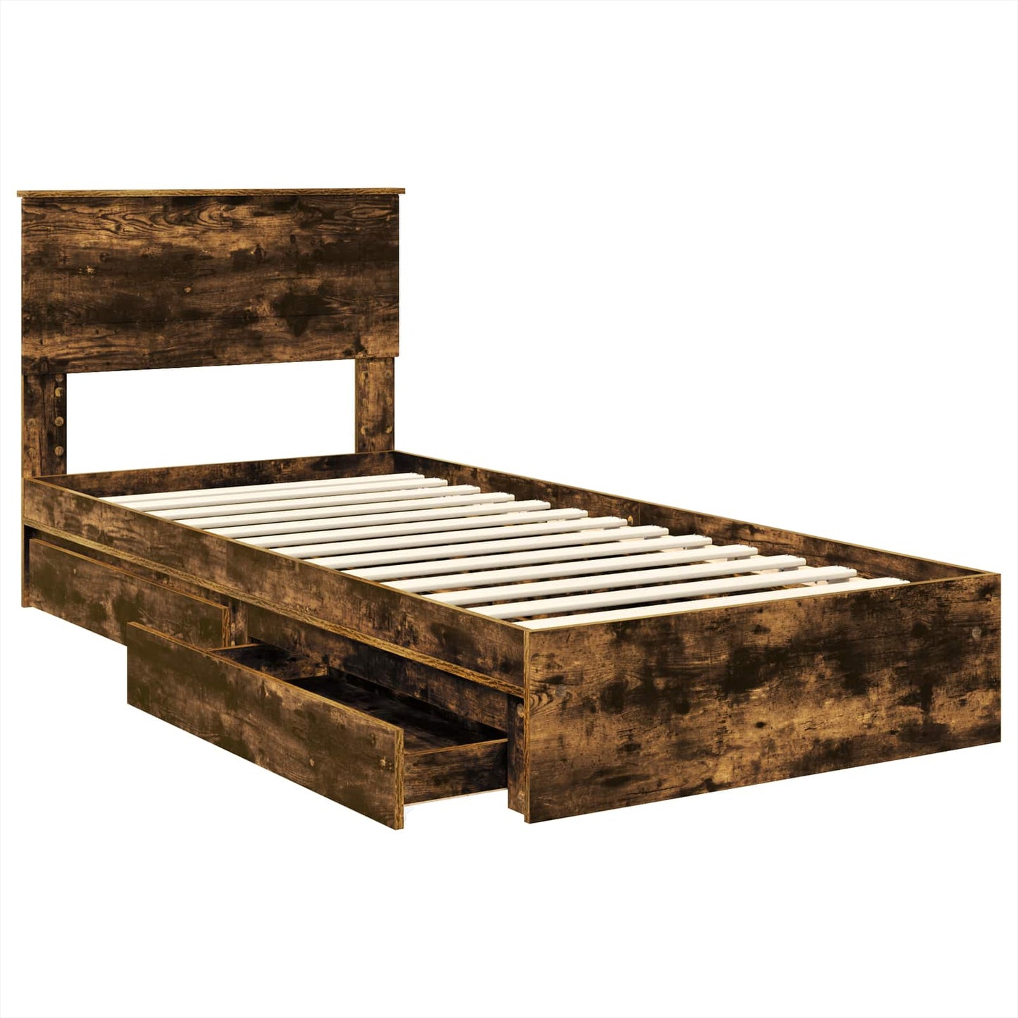 vidaXL Κρεβάτι Αποθήκης Καπνιστό Δρύς 90 x 190 cm Επεξεργασμένο ξύλο