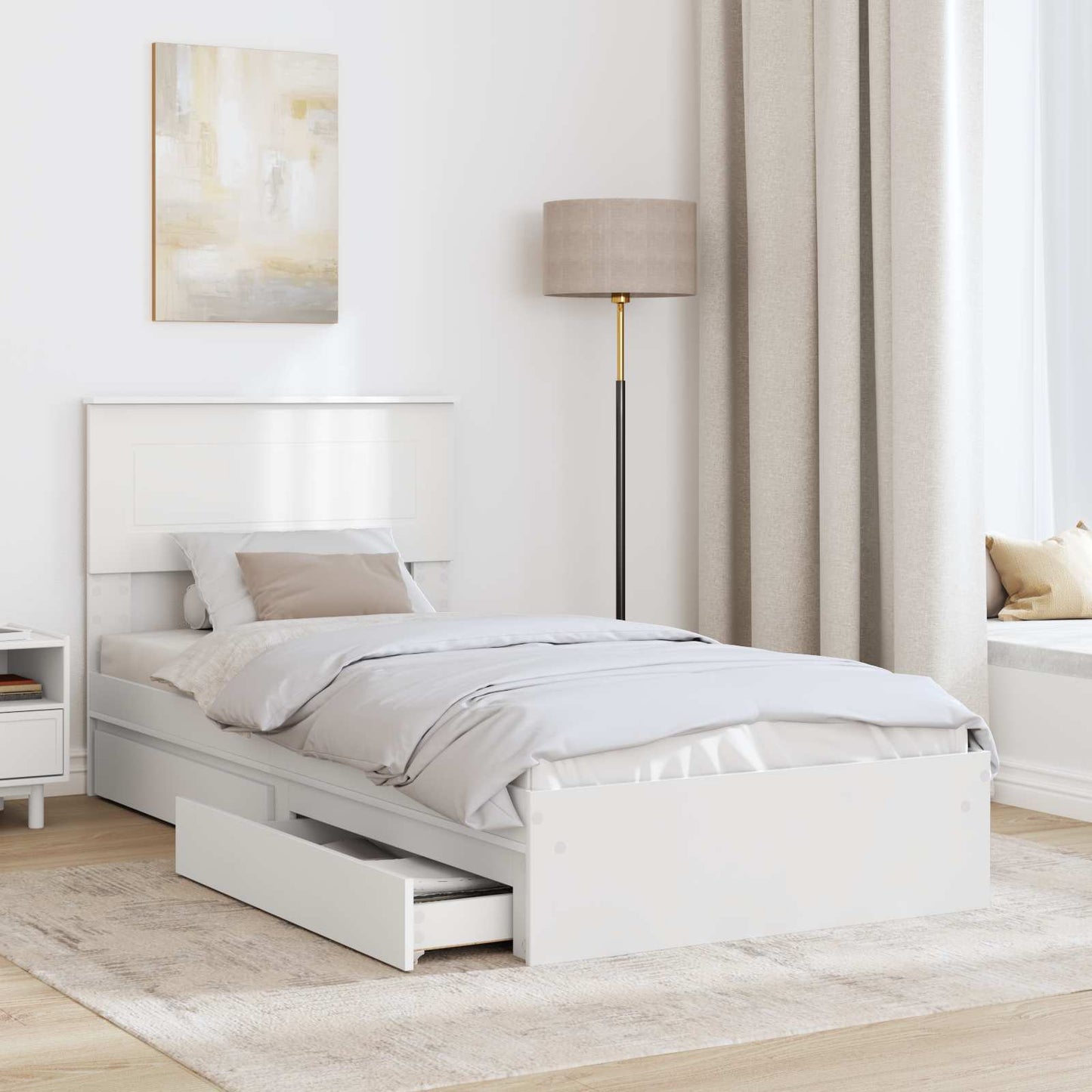 vidaXL Κρεβάτι Αποθήκης Λευκό 75 x 190 cm Επεξεργασμένο ξύλο