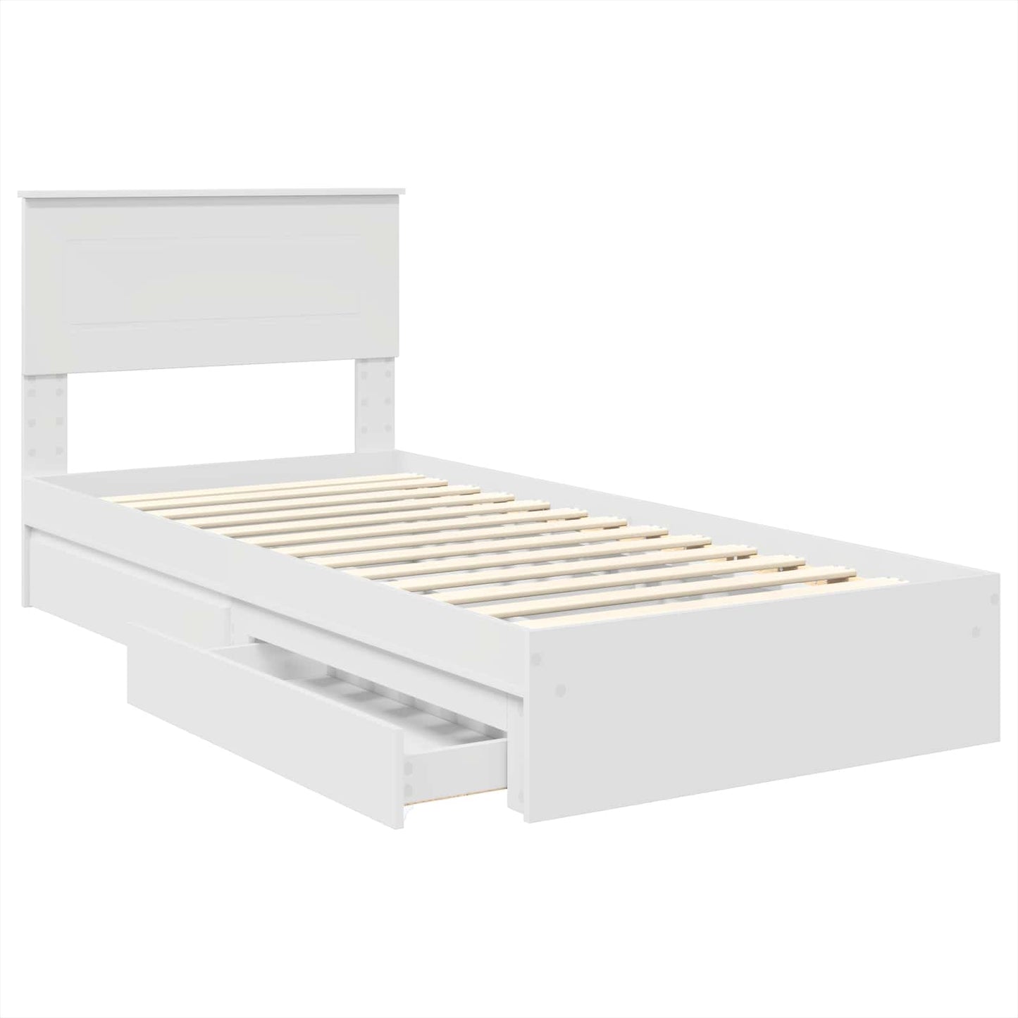 vidaXL Κρεβάτι Αποθήκης Λευκό 75 x 190 cm Επεξεργασμένο ξύλο