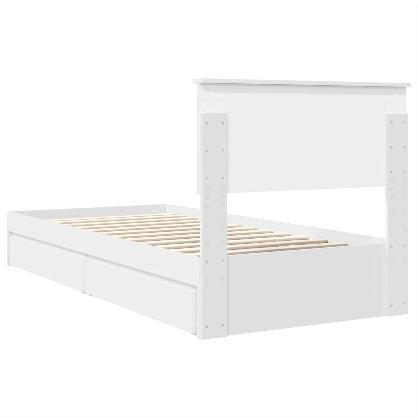 vidaXL Κρεβάτι Αποθήκης Λευκό 75 x 190 cm Επεξεργασμένο ξύλο