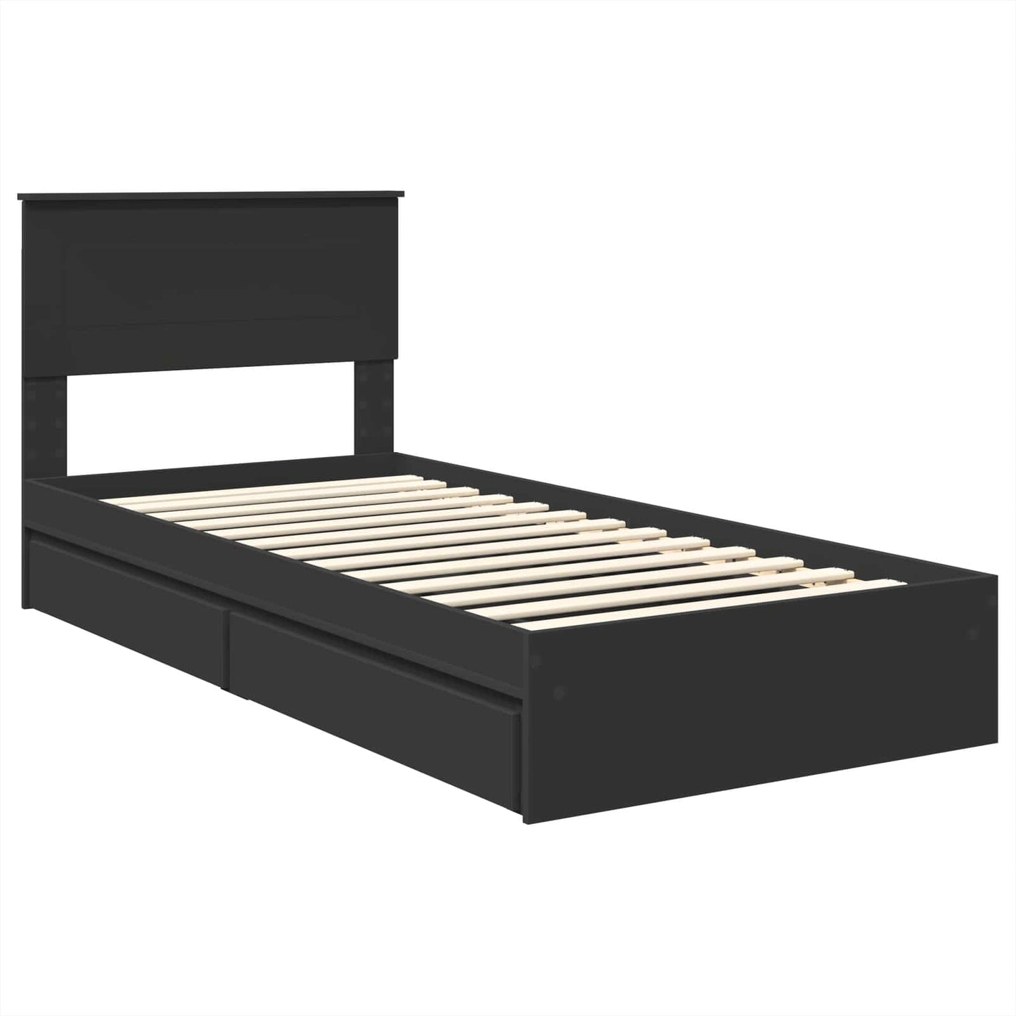 vidaXL Κρεβάτι Αποθήκης Μαύρο 75 x 190 cm Επεξεργασμένο ξύλο