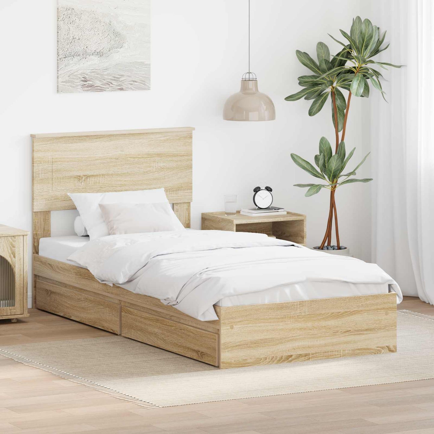 vidaXL Κρεβάτι Αποθήκης Δρύς Sonoma 75 x 190 cm Επεξεργασμένο ξύλο