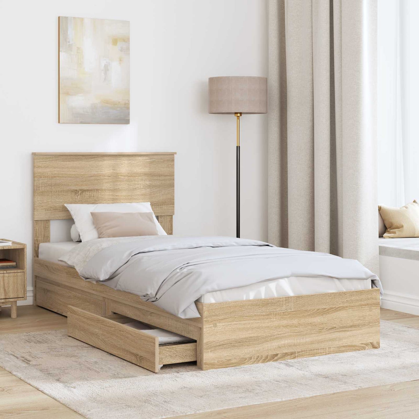 vidaXL Κρεβάτι Αποθήκης Δρύς Sonoma 75 x 190 cm Επεξεργασμένο ξύλο