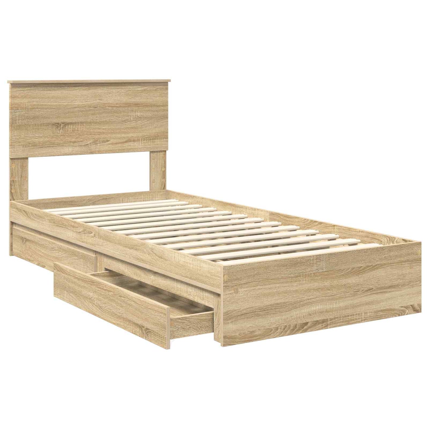 vidaXL Κρεβάτι Αποθήκης Δρύς Sonoma 75 x 190 cm Επεξεργασμένο ξύλο