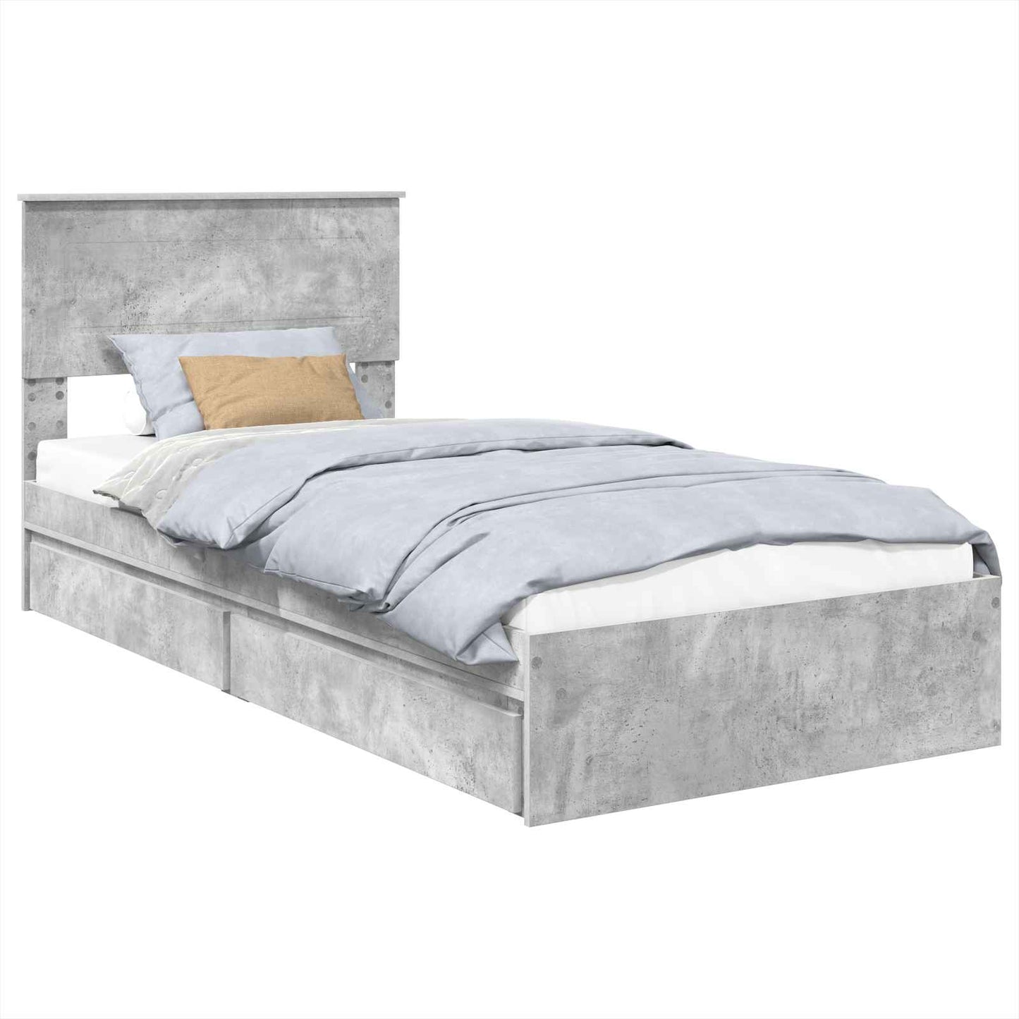 vidaXL Κρεβάτι Αποθήκης Σκυρόδεμα Γκρι 70 x 190 cm Επεξεργασμένο ξύλο