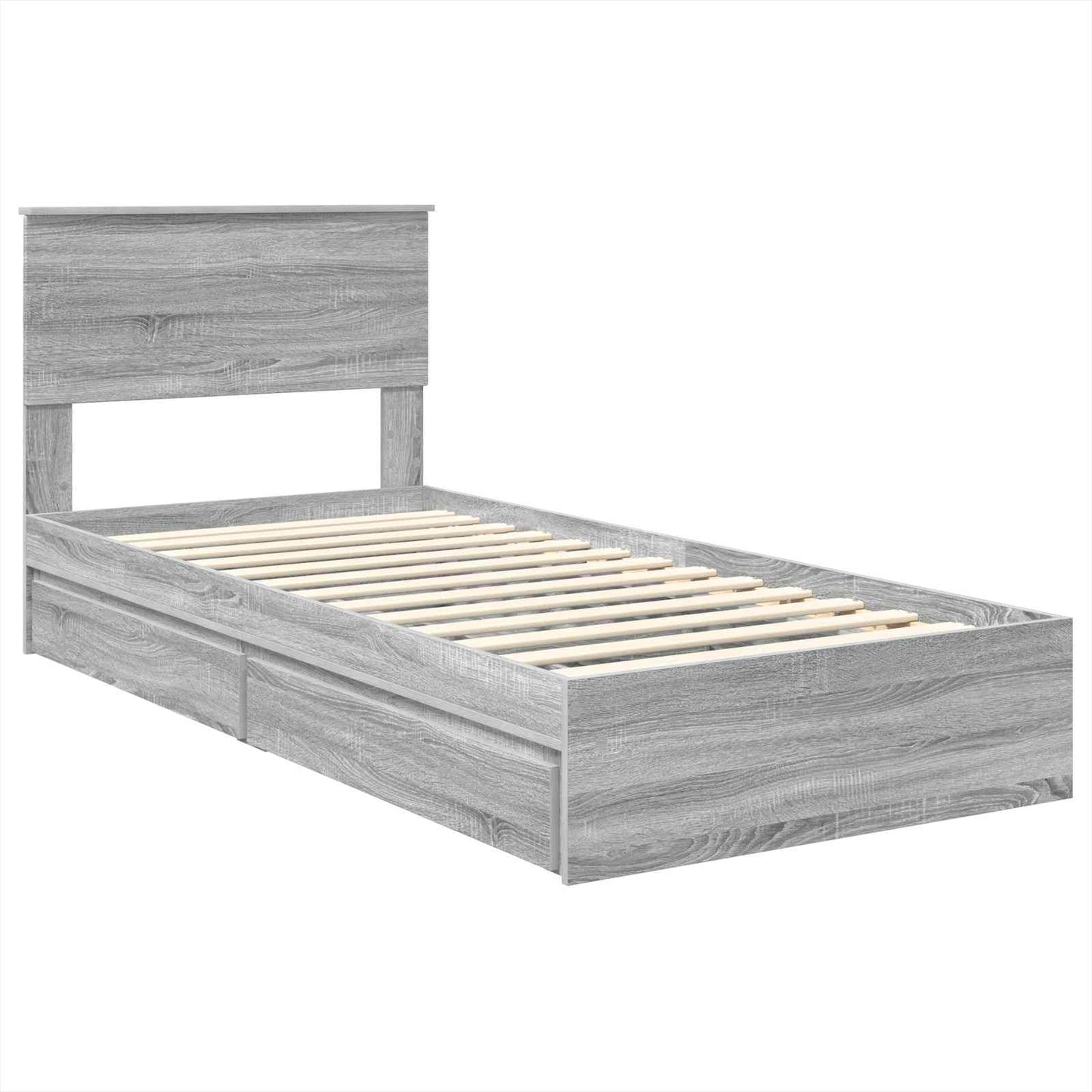 vidaXL Κρεβάτι Αποθήκης Γκρίζο Σονομα 75 x 190 cm Επεξεργασμένο ξύλο