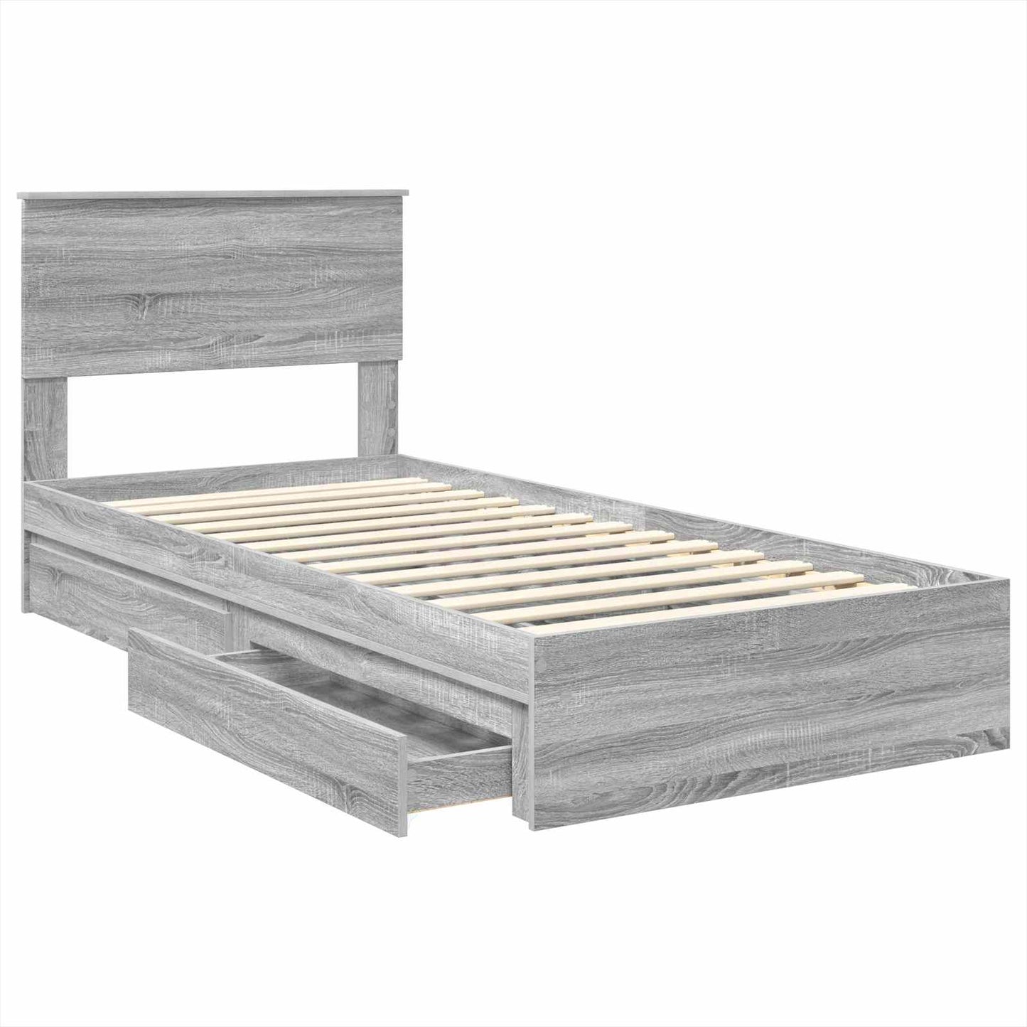 vidaXL Κρεβάτι Αποθήκης Γκρίζο Σονομα 75 x 190 cm Επεξεργασμένο ξύλο