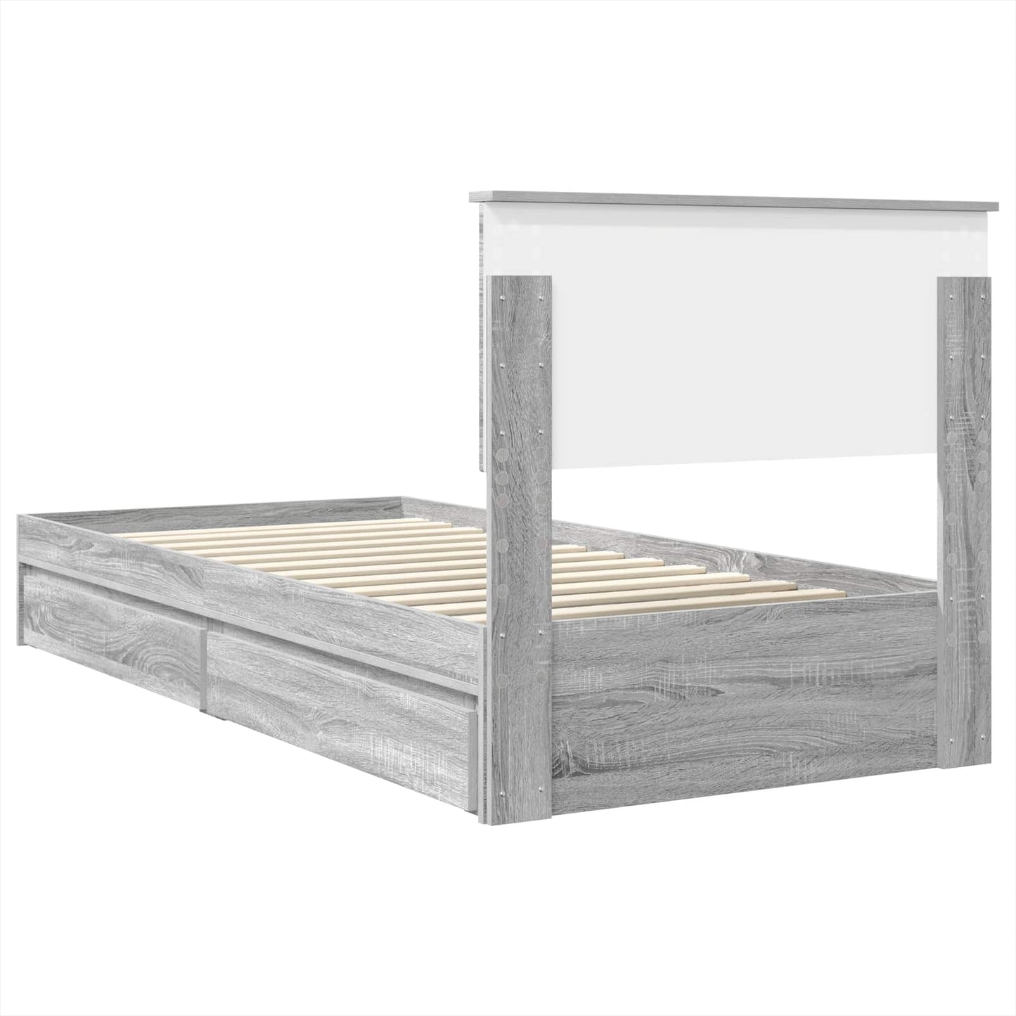 vidaXL Κρεβάτι Αποθήκης Γκρίζο Σονομα 75 x 190 cm Επεξεργασμένο ξύλο
