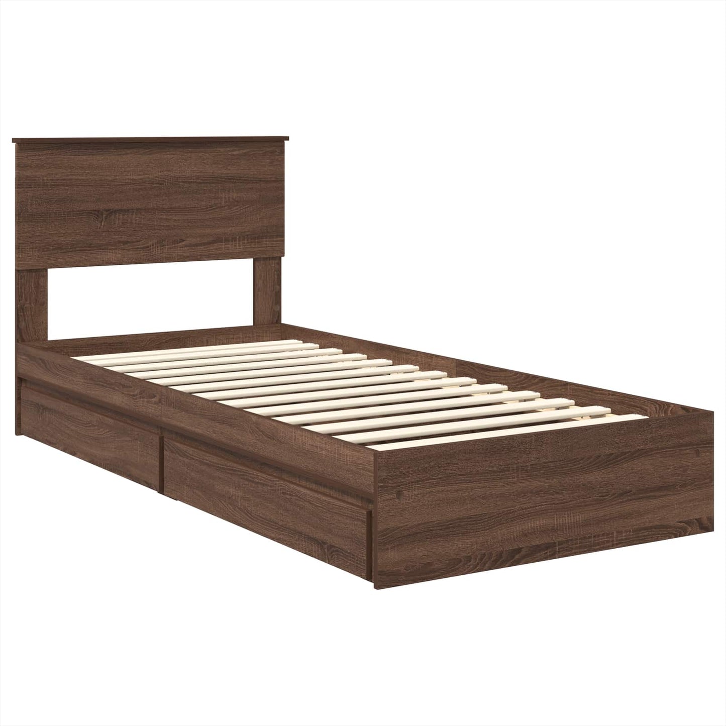 vidaXL Κρεβάτι Αποθήκης Καφέ δρυς 75 x 190 cm Επεξεργασμένο ξύλο