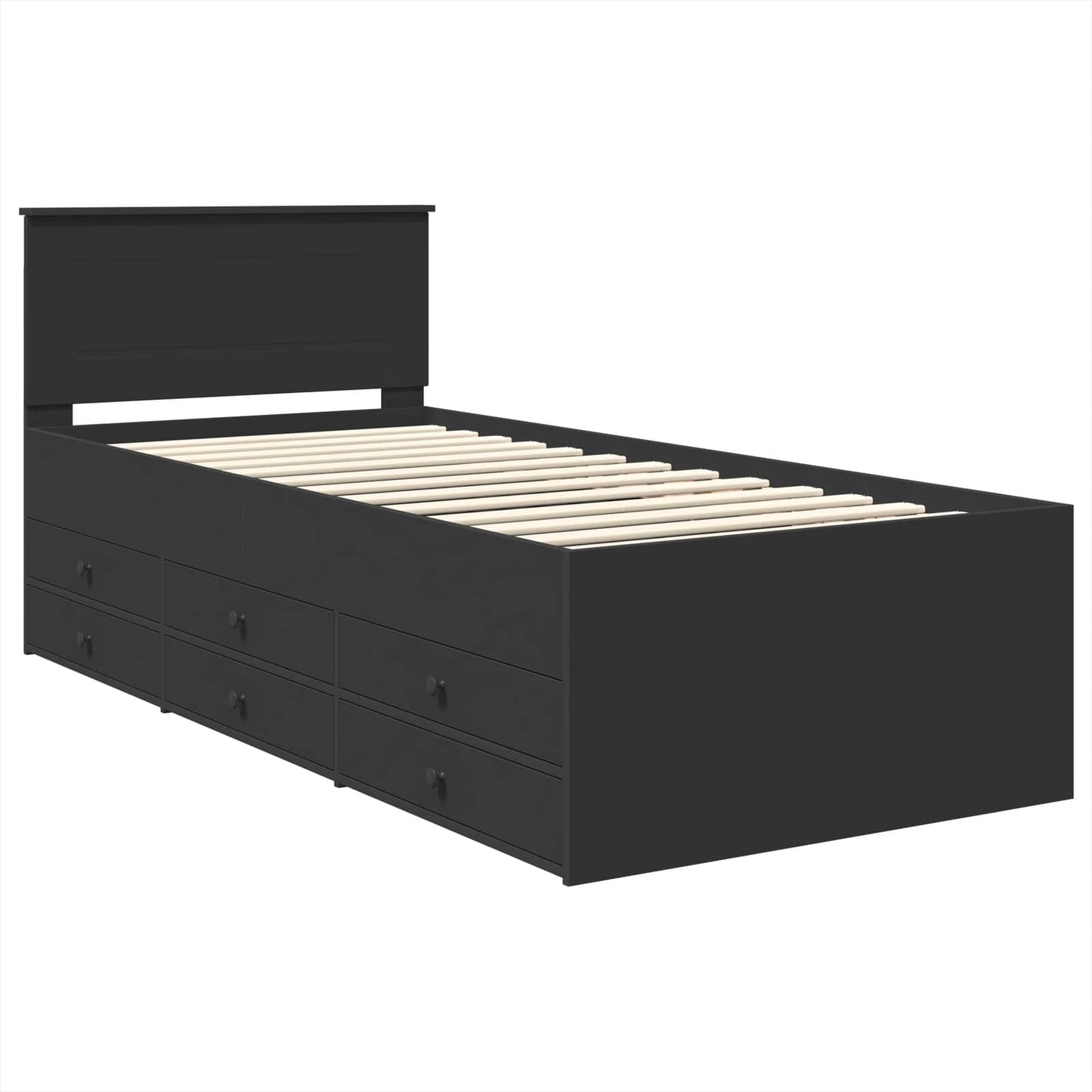 vidaXL Καναπές Κρεβάτι με συρτάρι Μαύρο 90 x 190 cm Επεξεργασμένο ξύλο