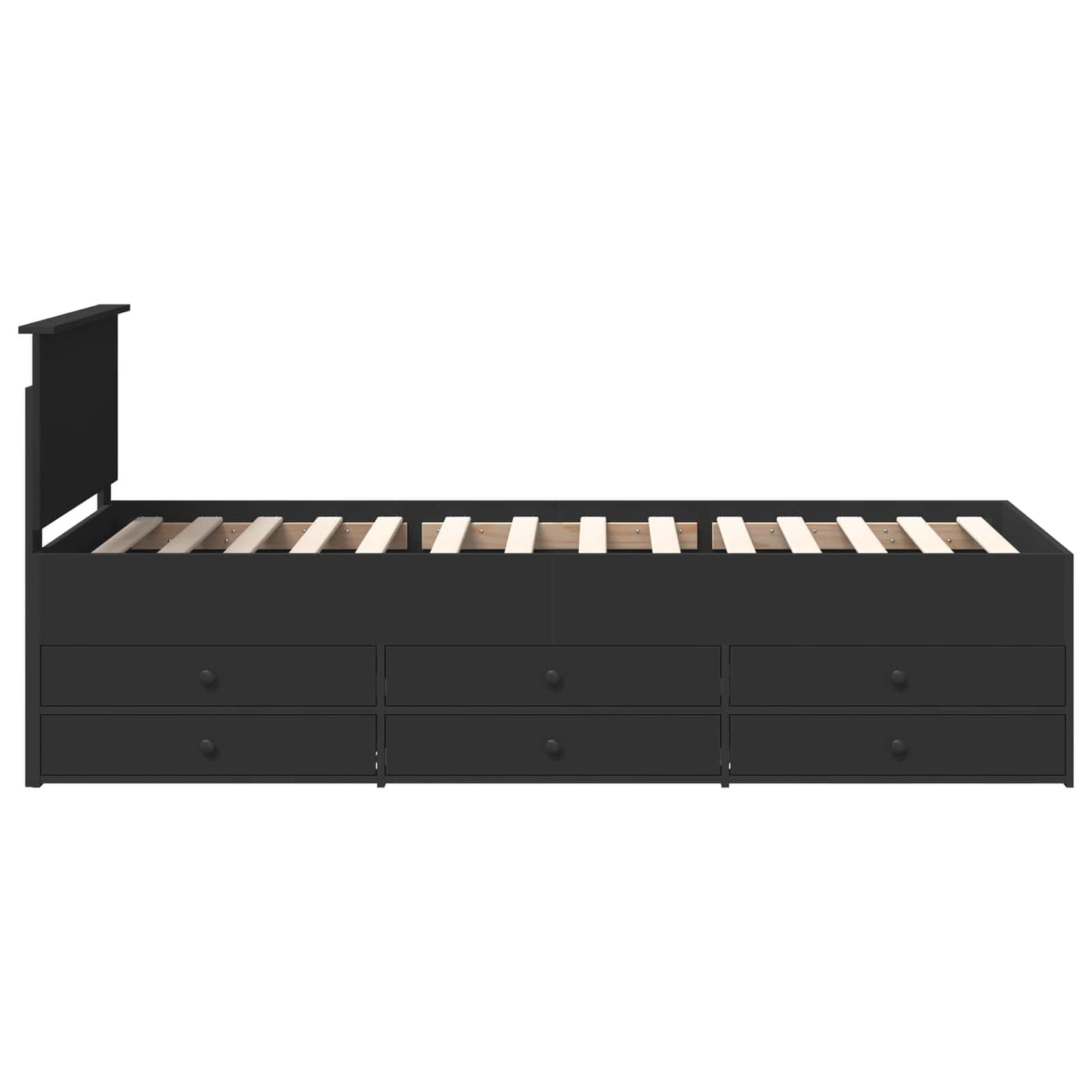 vidaXL Καναπές Κρεβάτι με συρτάρι Μαύρο 90 x 190 cm Επεξεργασμένο ξύλο