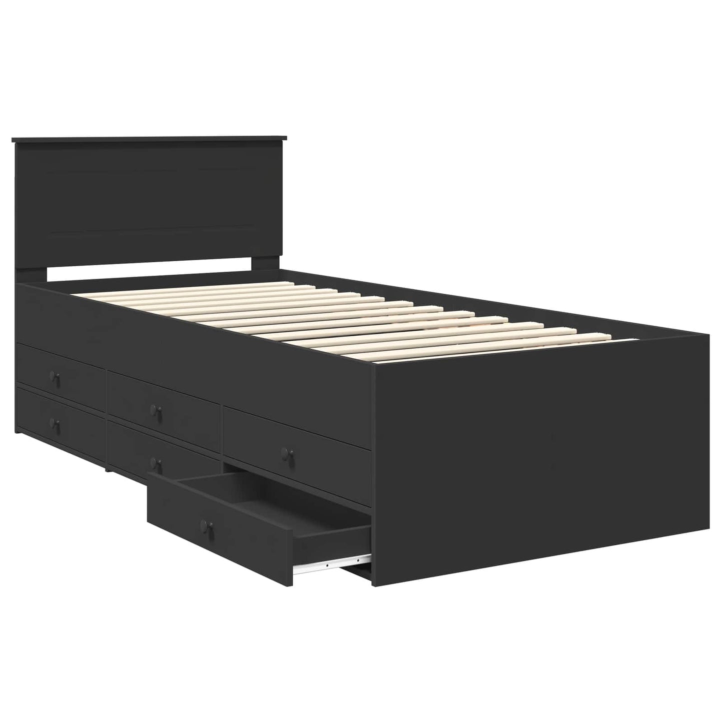 vidaXL Καναπές Κρεβάτι με συρτάρι Μαύρο 90 x 200 cm Επεξεργασμένο ξύλο