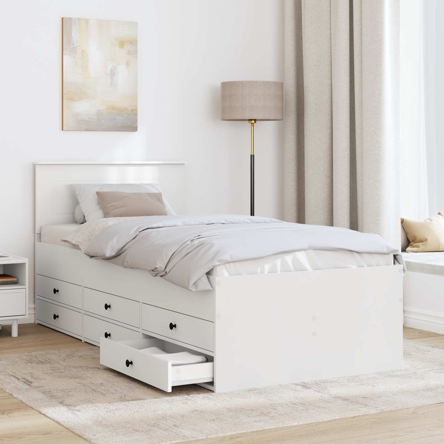 vidaXL Καναπές Κρεβάτι Λευκό και Μαύρο 75 x 190 cm Επεξεργασμένο Ξύλο