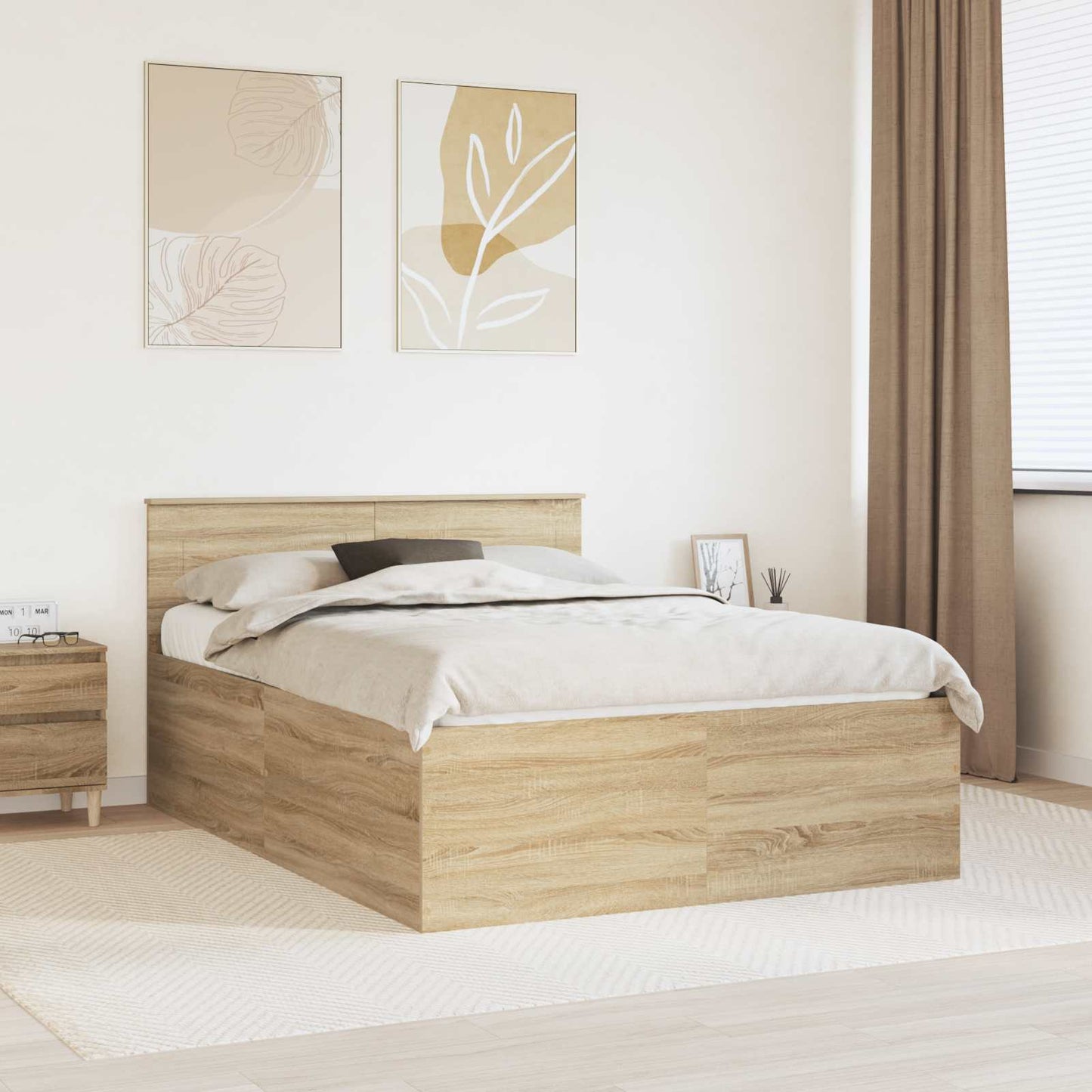 vidaXL Σκελετός Κρεβατιού Δρύς Sonoma 150 x 200 cm Επεξεργασμένο ξύλο