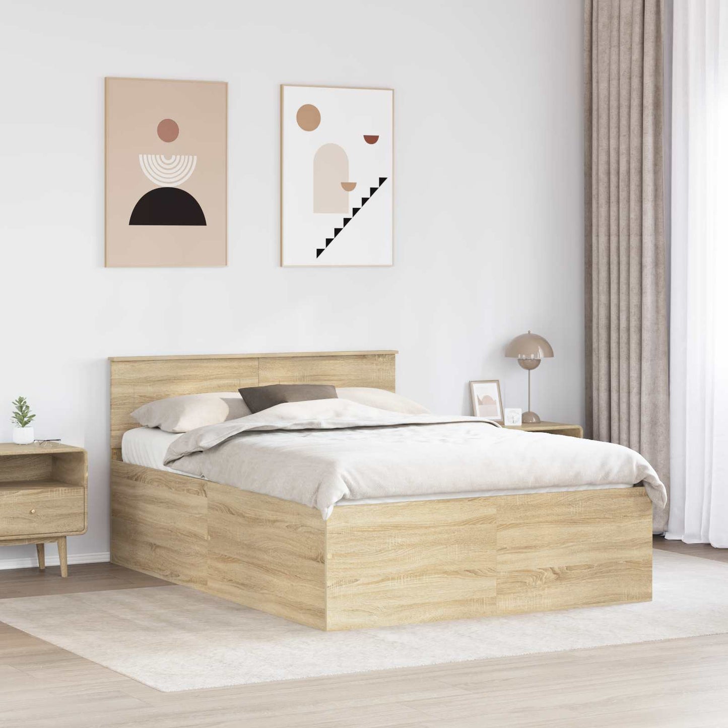 vidaXL Σκελετός Κρεβατιού Δρύς Sonoma 150 x 200 cm Επεξεργασμένο ξύλο