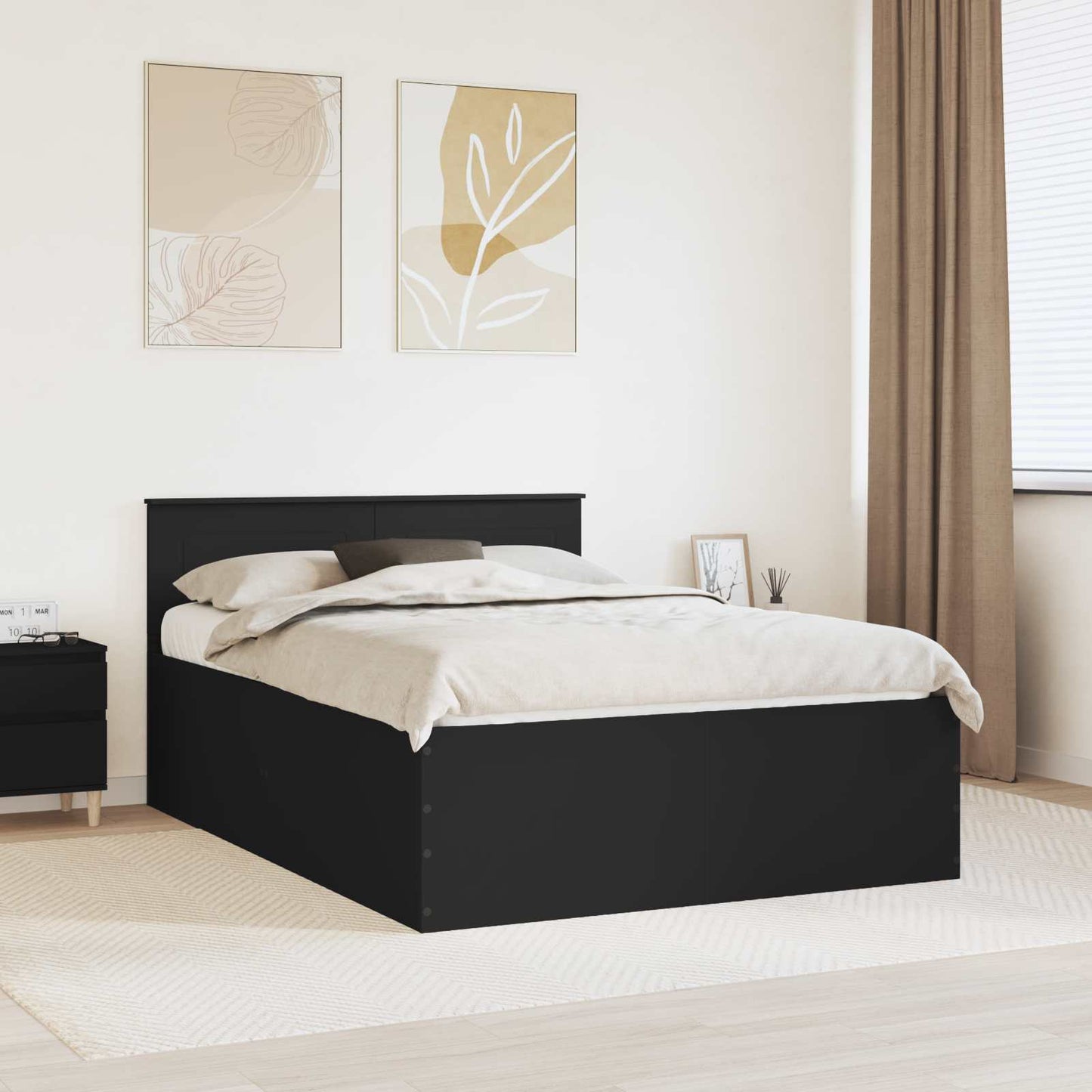 vidaXL Σκελετός Κρεβατιού Μαύρο 140 x 190 cm Επεξεργασμένο ξύλο
