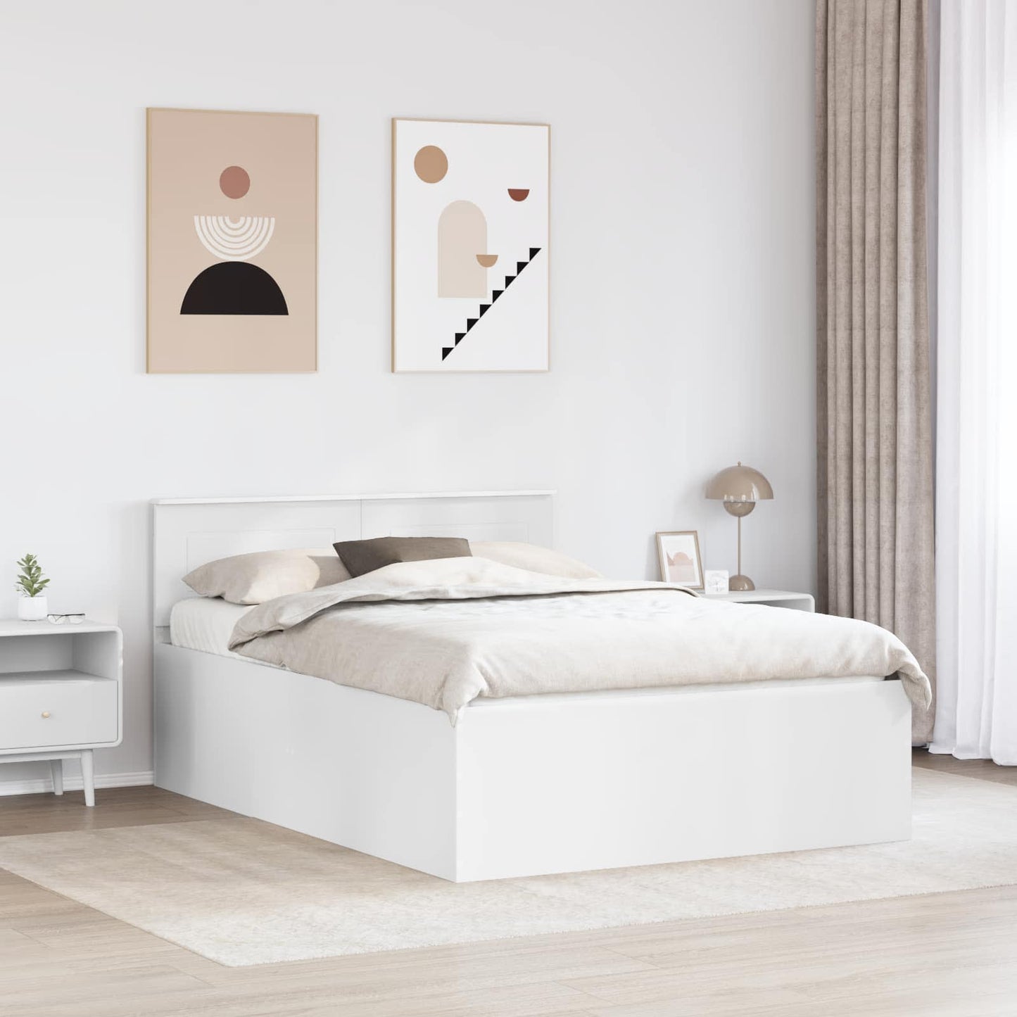 vidaXL Σκελετός Κρεβατιού Λευκό 140 x 200 cm Επεξεργασμένο ξύλο