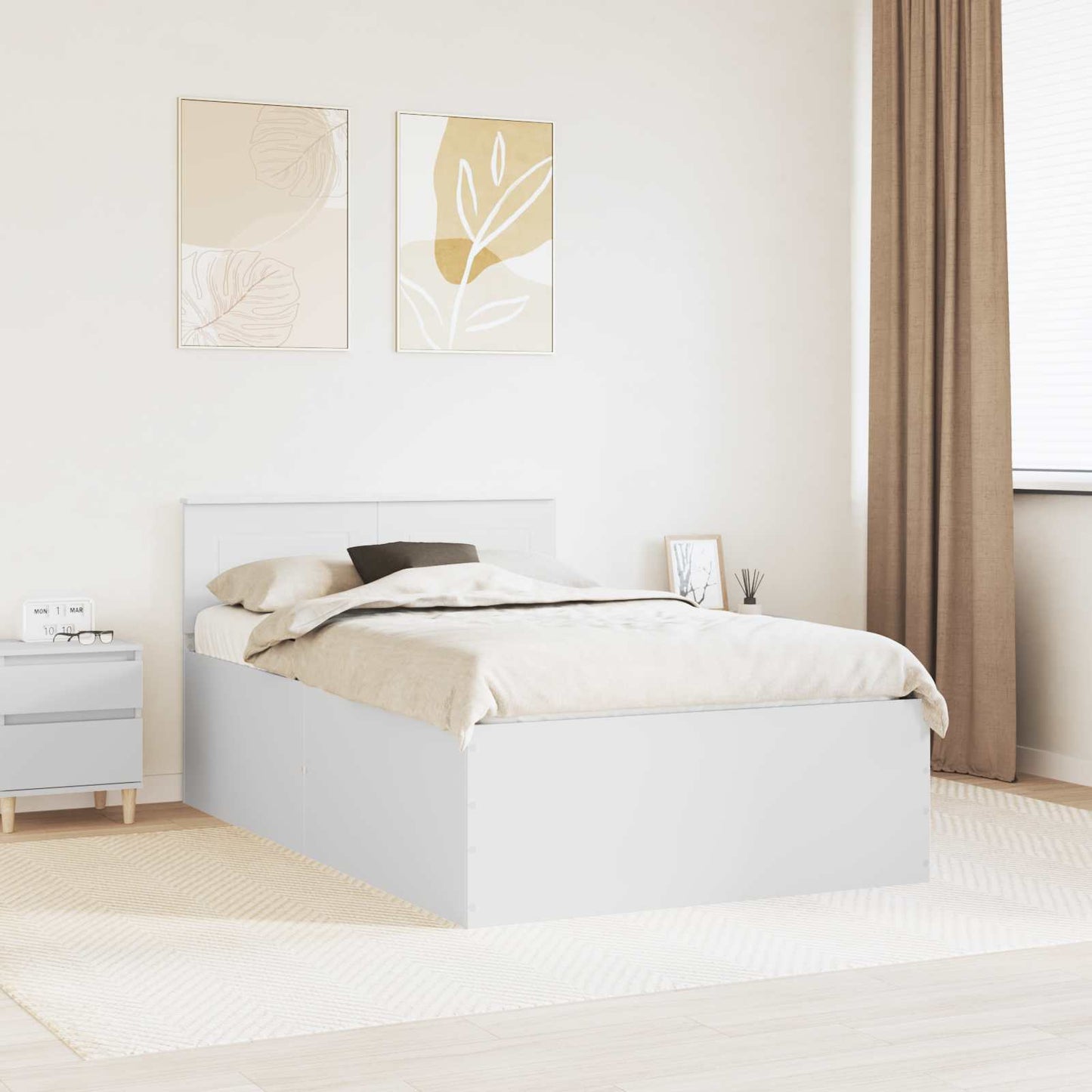 vidaXL Σκελετός Κρεβατιού Λευκό 135 x 190 cm Επεξεργασμένο ξύλο