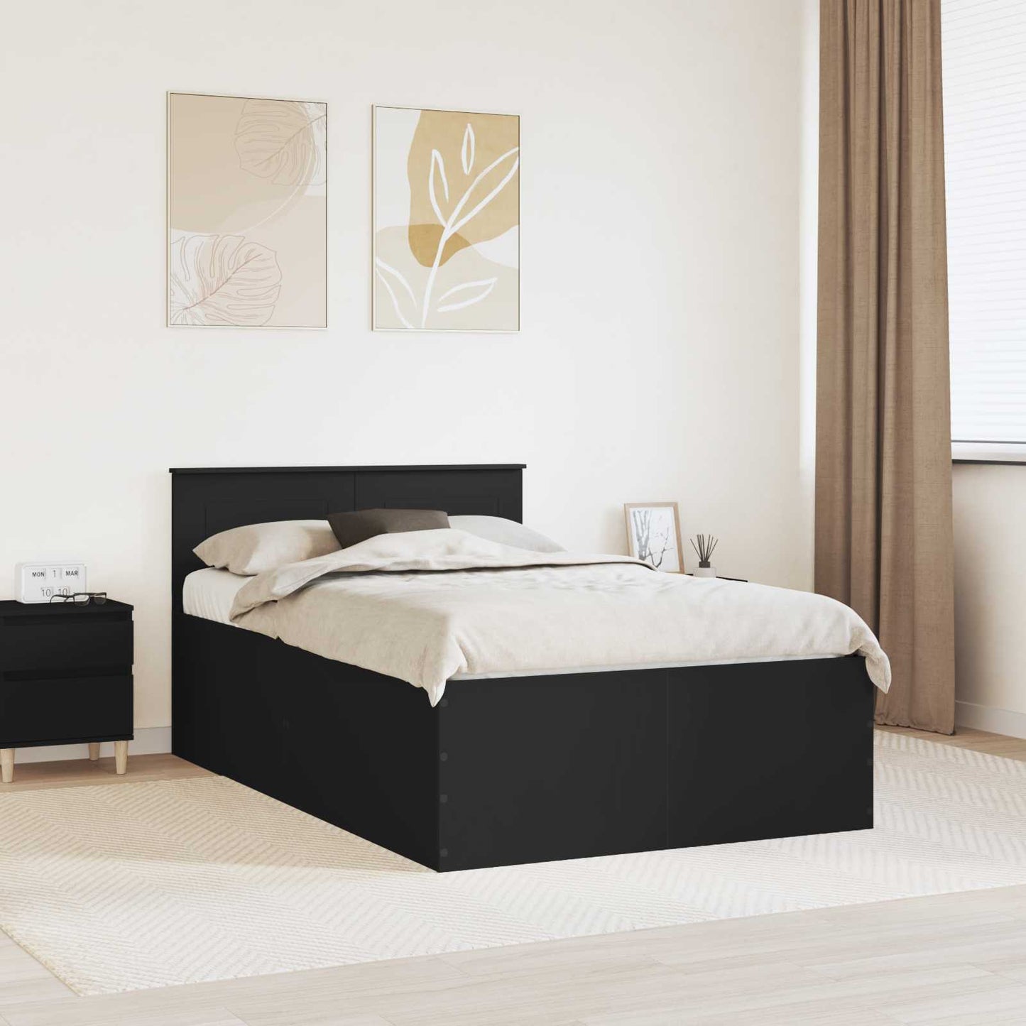 vidaXL Σκελετός Κρεβατιού Μαύρο 120 x 200 cm Επεξεργασμένο ξύλο