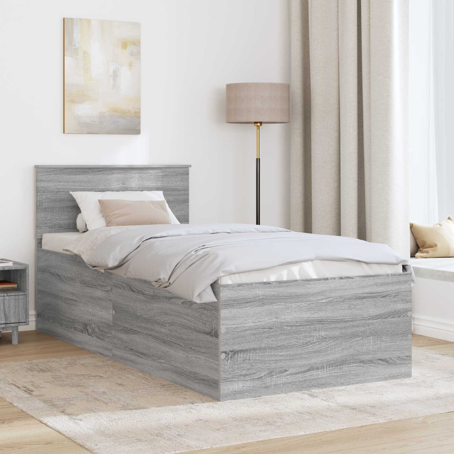 vidaXL Σκελετός Κρεβατιού Γκρίζο Σονομα 75 x 190 cm Επεξεργασμένο ξύλο