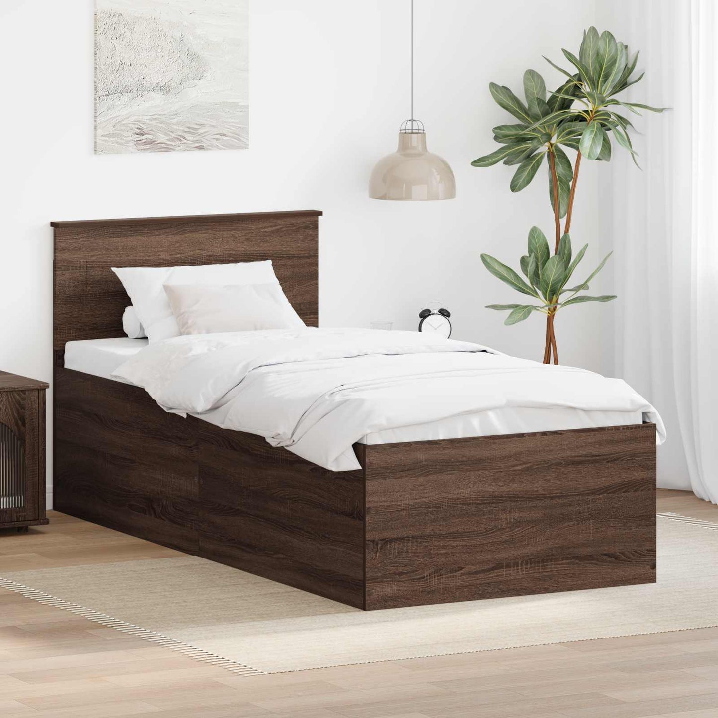 vidaXL Σκελετός Κρεβατιού Καφέ δρυς 75 x 190 cm Επεξεργασμένο ξύλο