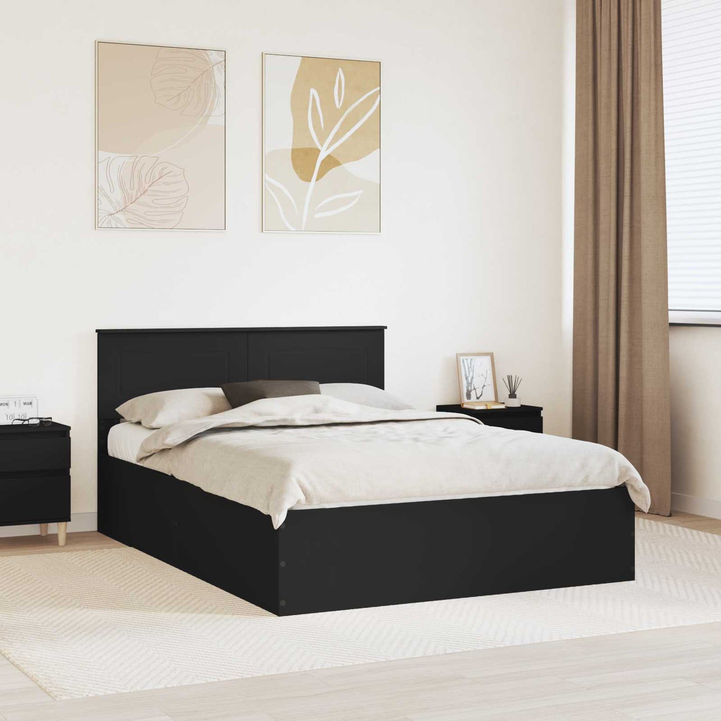 vidaXL Σκελετός Κρεβατιού Μαύρο 150 x 200 cm Επεξεργασμένο ξύλο