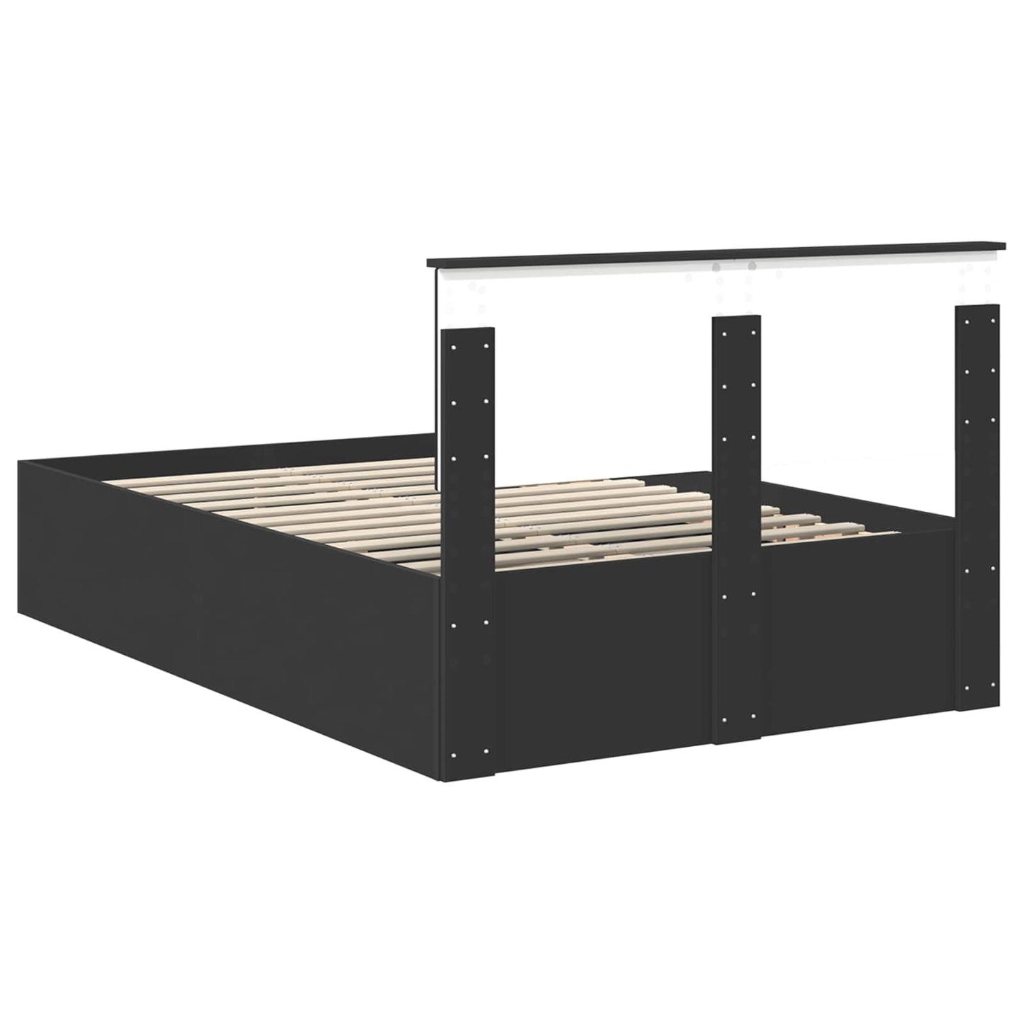 vidaXL Σκελετός Κρεβατιού Μαύρο 135 x 190 cm Επεξεργασμένο ξύλο