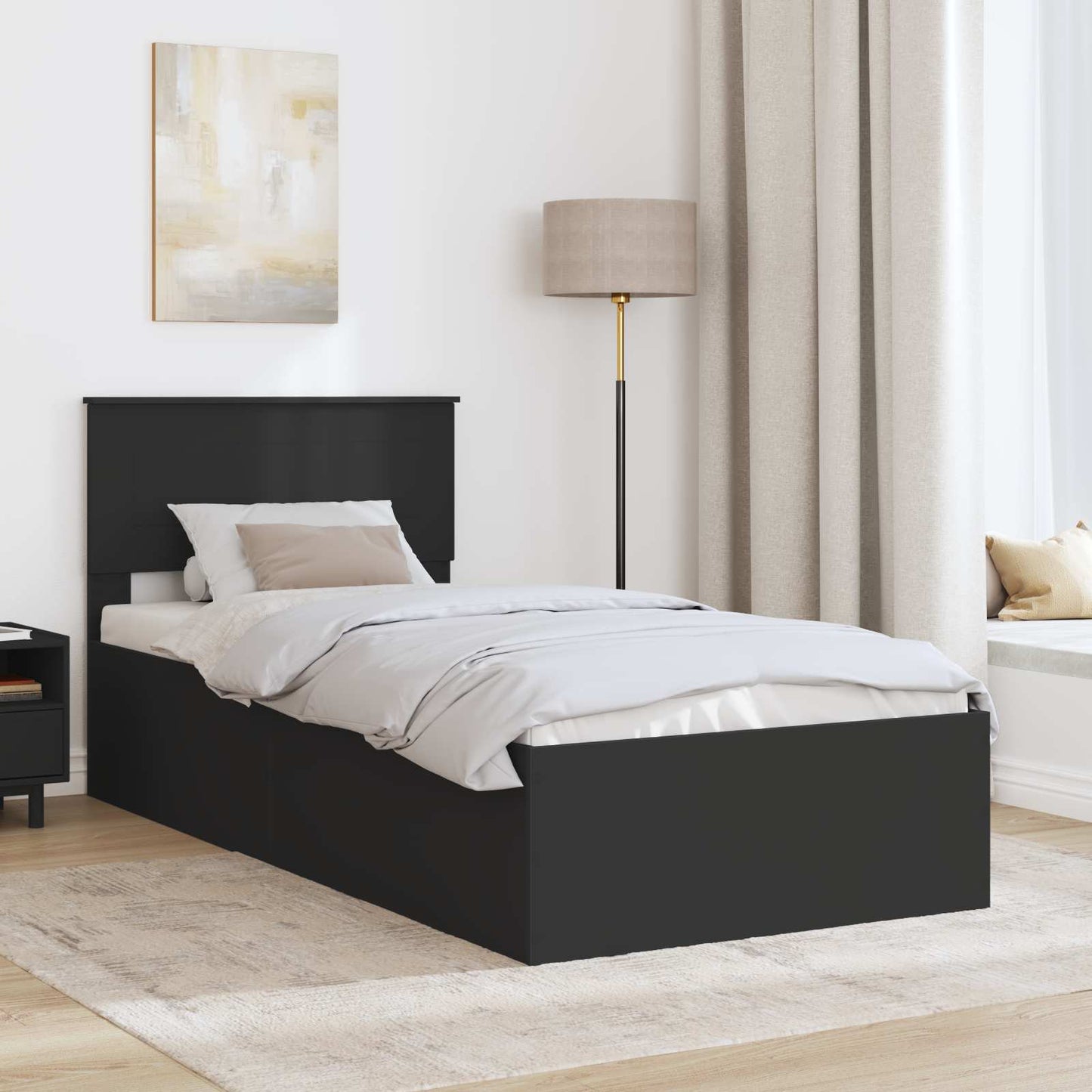 vidaXL Σκελετός Κρεβατιού Μαύρο 90 x 190 cm Επεξεργασμένο ξύλο