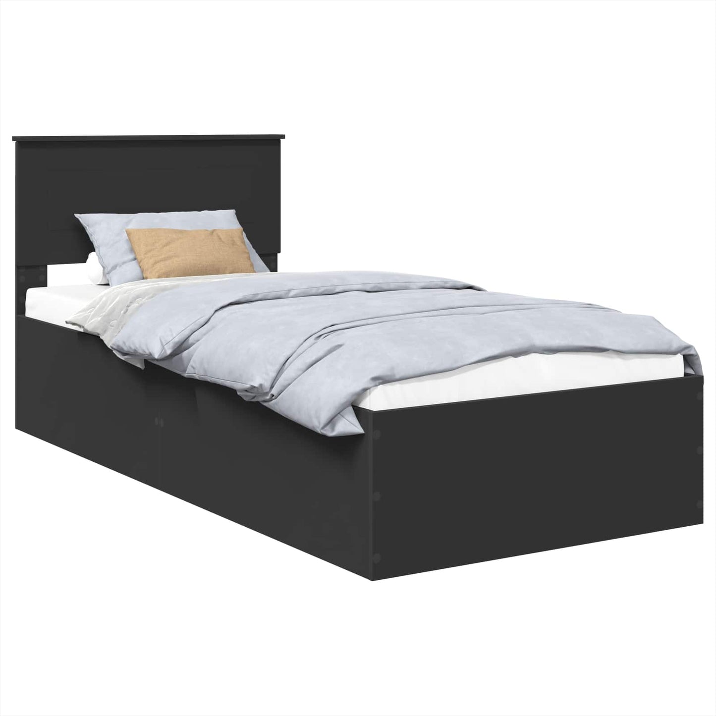 vidaXL Σκελετός Κρεβατιού Μαύρο 90 x 190 cm Επεξεργασμένο ξύλο